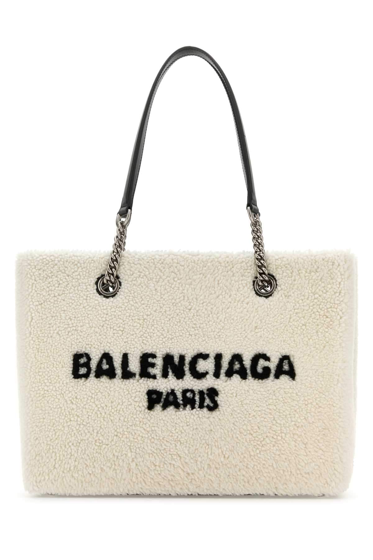 Balenciaga Women White Shearling Duty Free M Handbag DestGlow