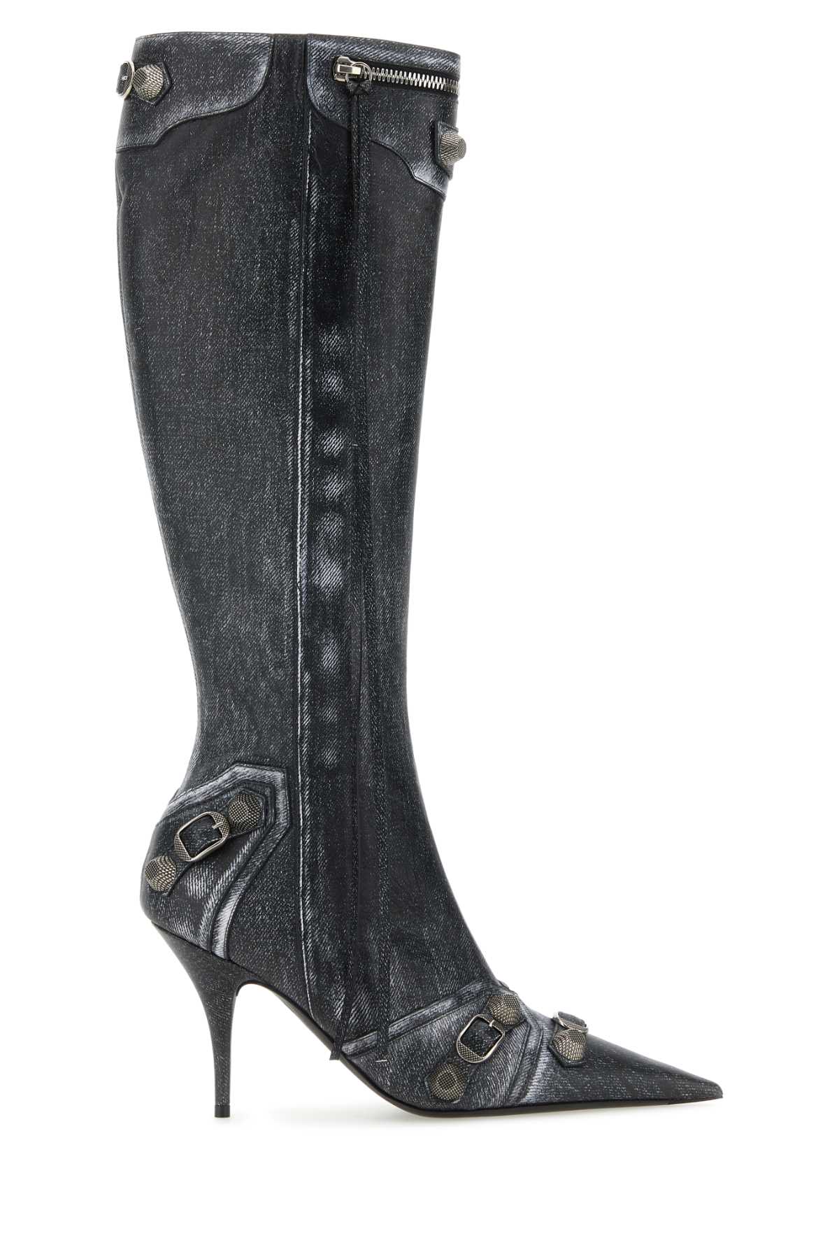 Balenciaga Women Printed Nappa Leather Cagole Boots