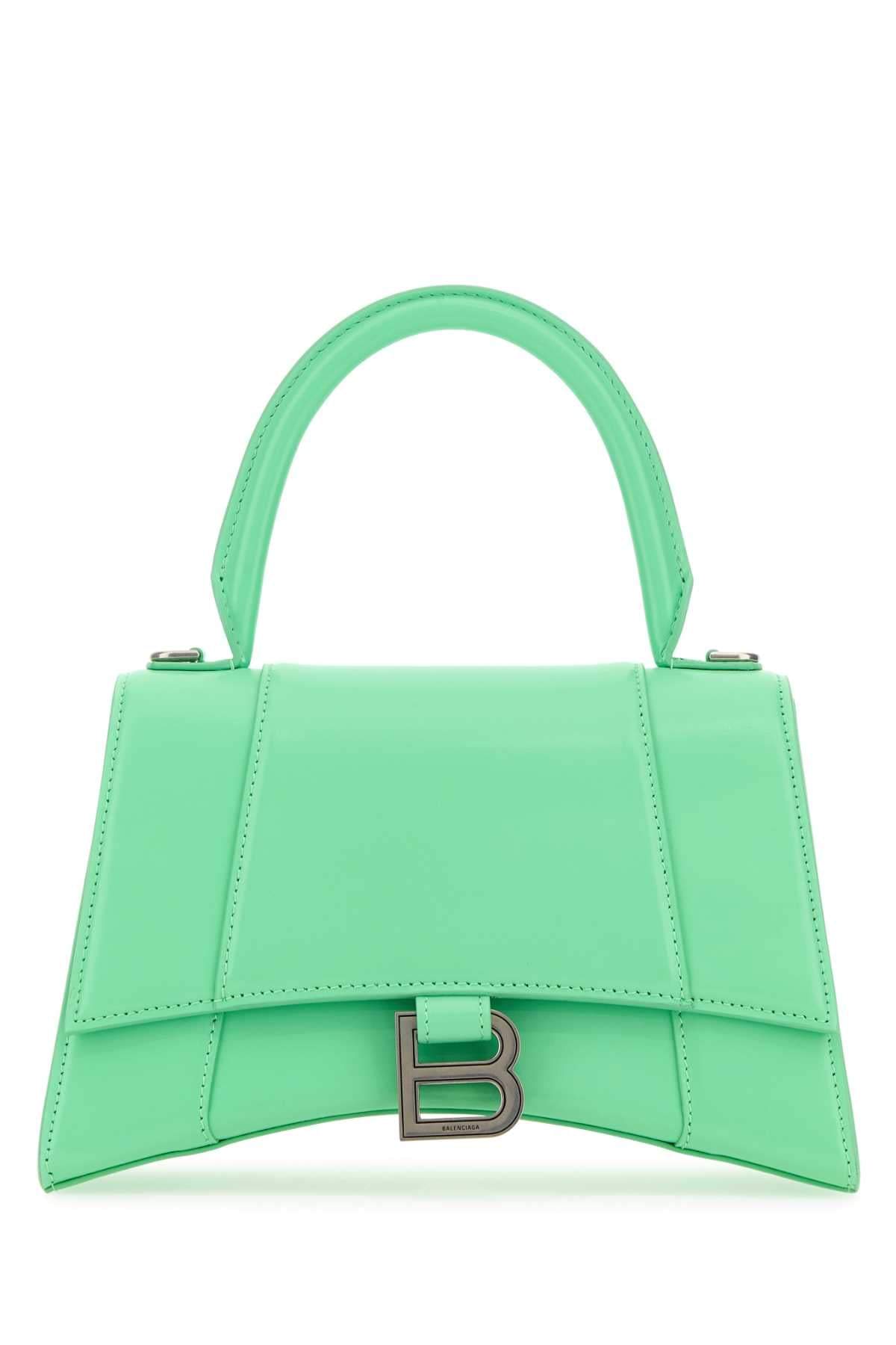 Balenciaga Women Mint Green Leather Small Hourglass Handbag DestGlow