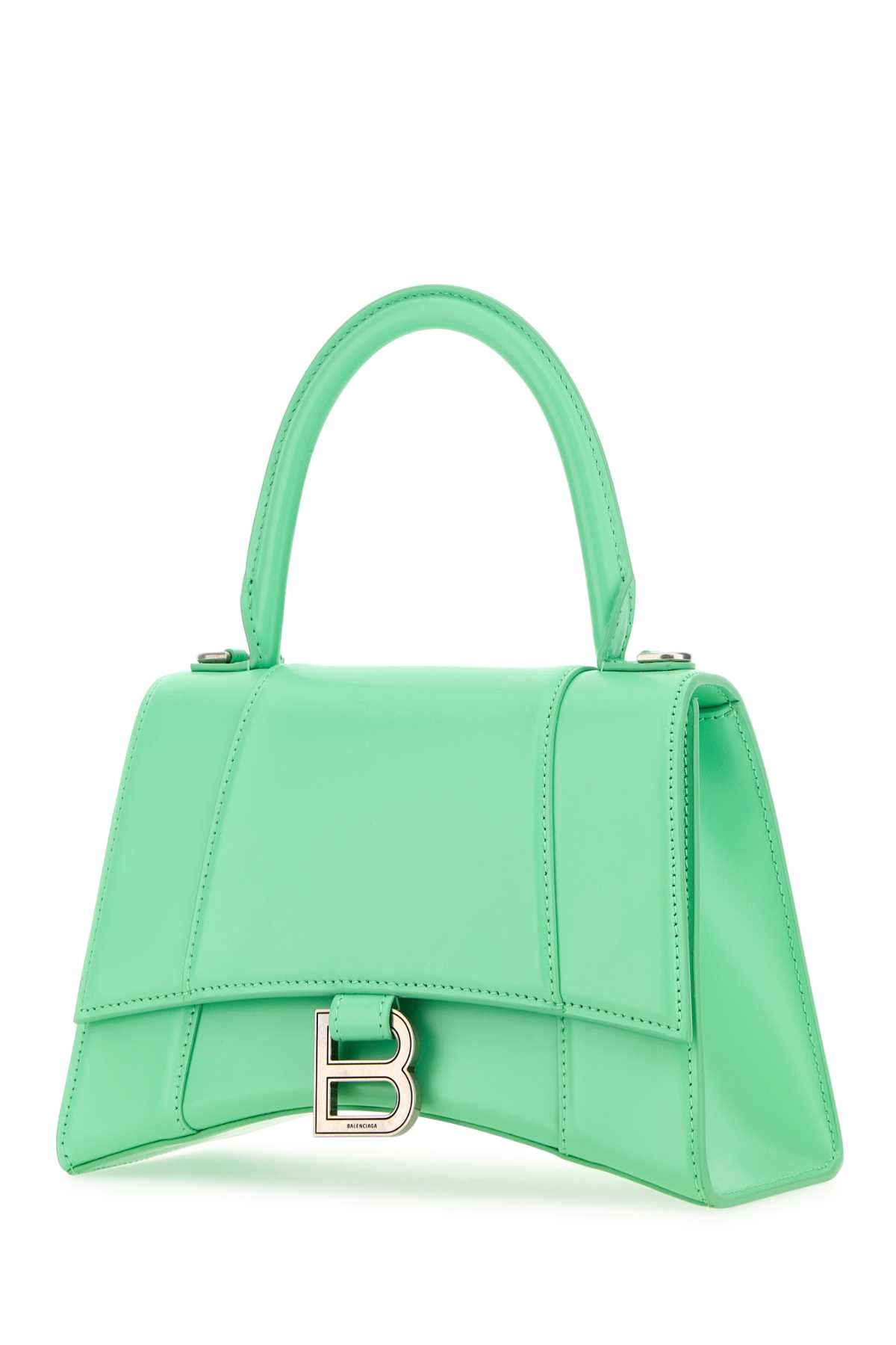 Balenciaga Women Mint Green Leather Small Hourglass Handbag DestGlow
