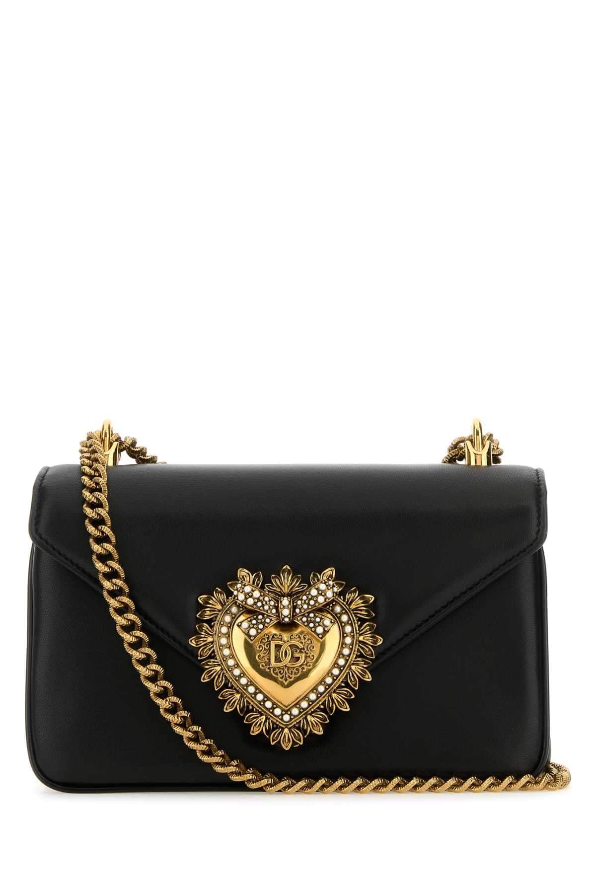 Dolce & Gabbana Women Black Nappa Leather Devotion Shoulder Bag DestGlow