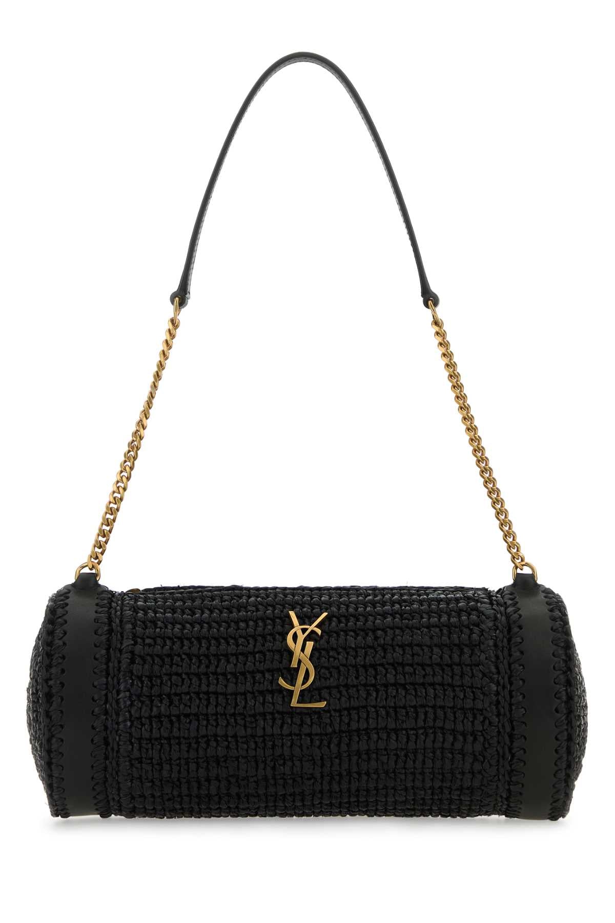 Saint Laurent Women Black Raffia And Leather Cassandre Shoulder Bag DestGlow