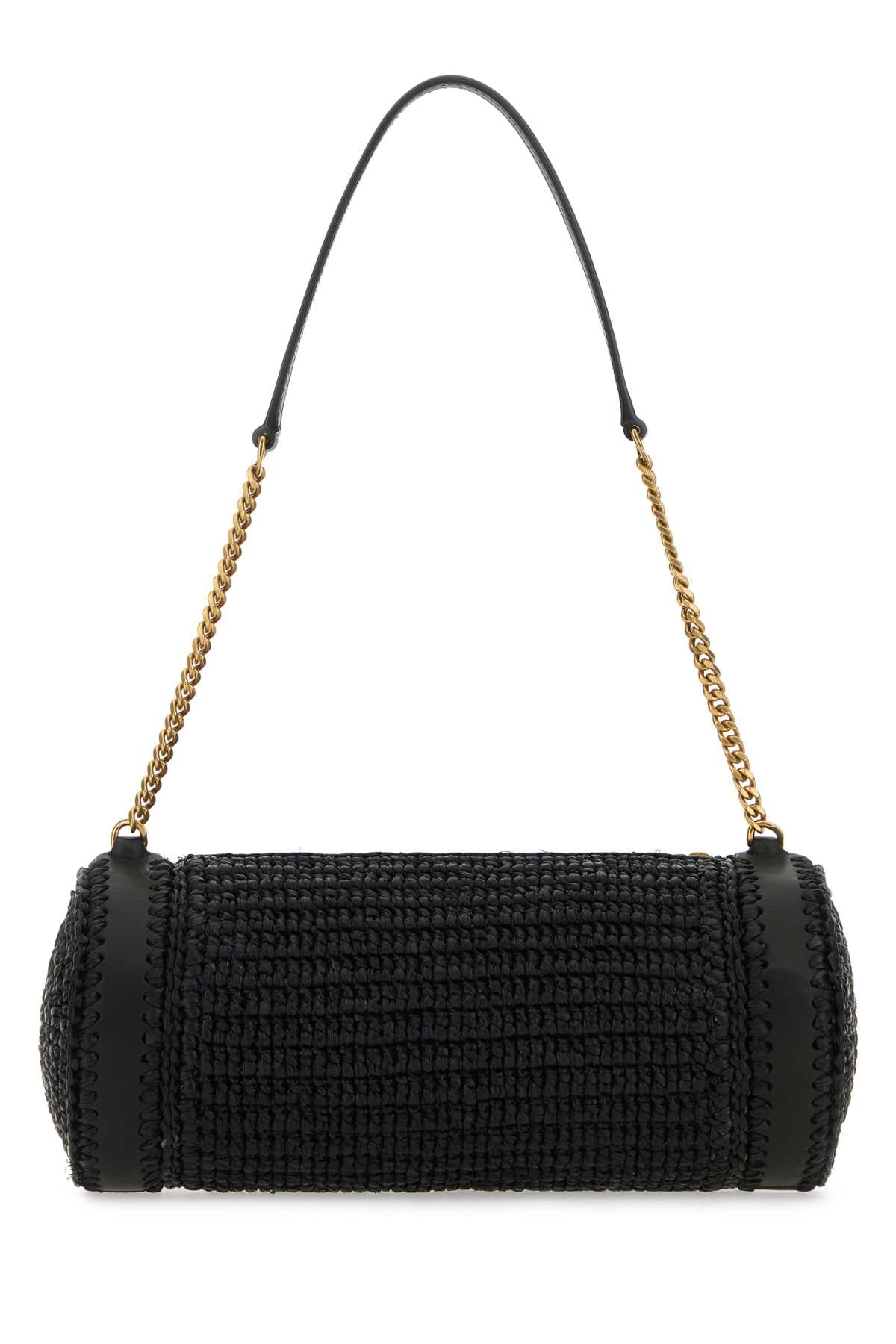 Saint Laurent Women Black Raffia And Leather Cassandre Shoulder Bag DestGlow