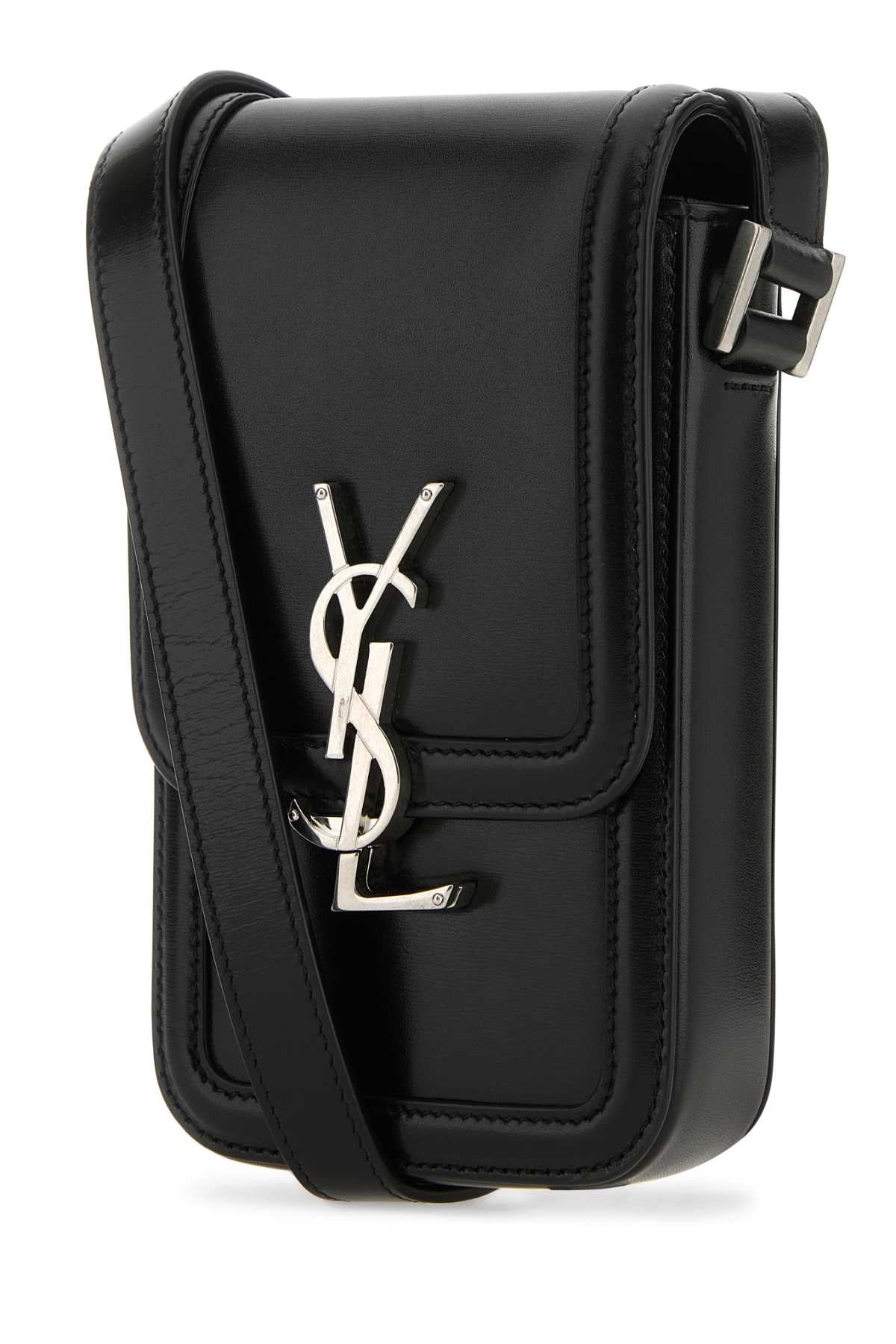 Saint Laurent Men Black Leather Phone Case DestGlow