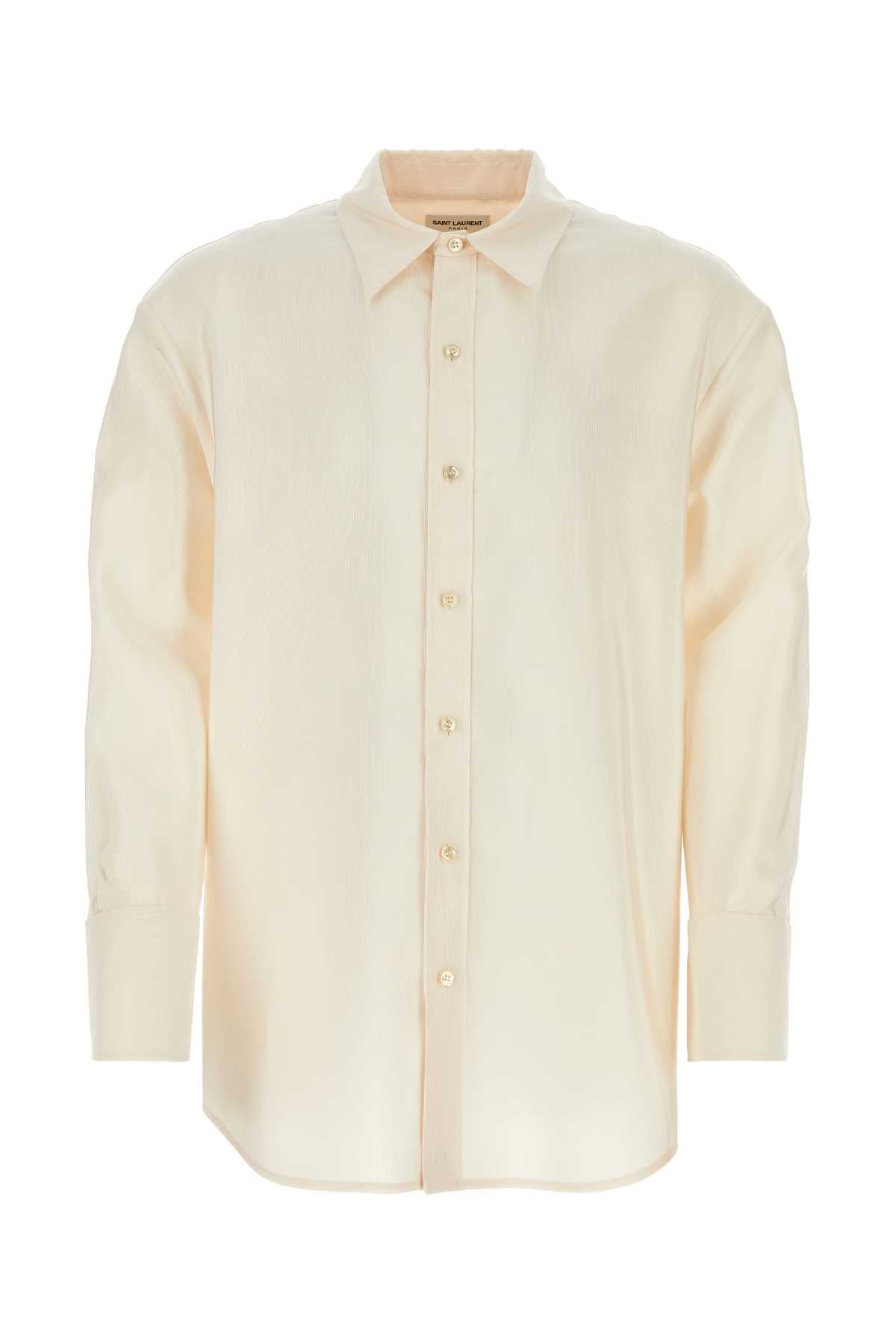Saint Laurent Men Ivory Faille Oversize Shirt DestGlow