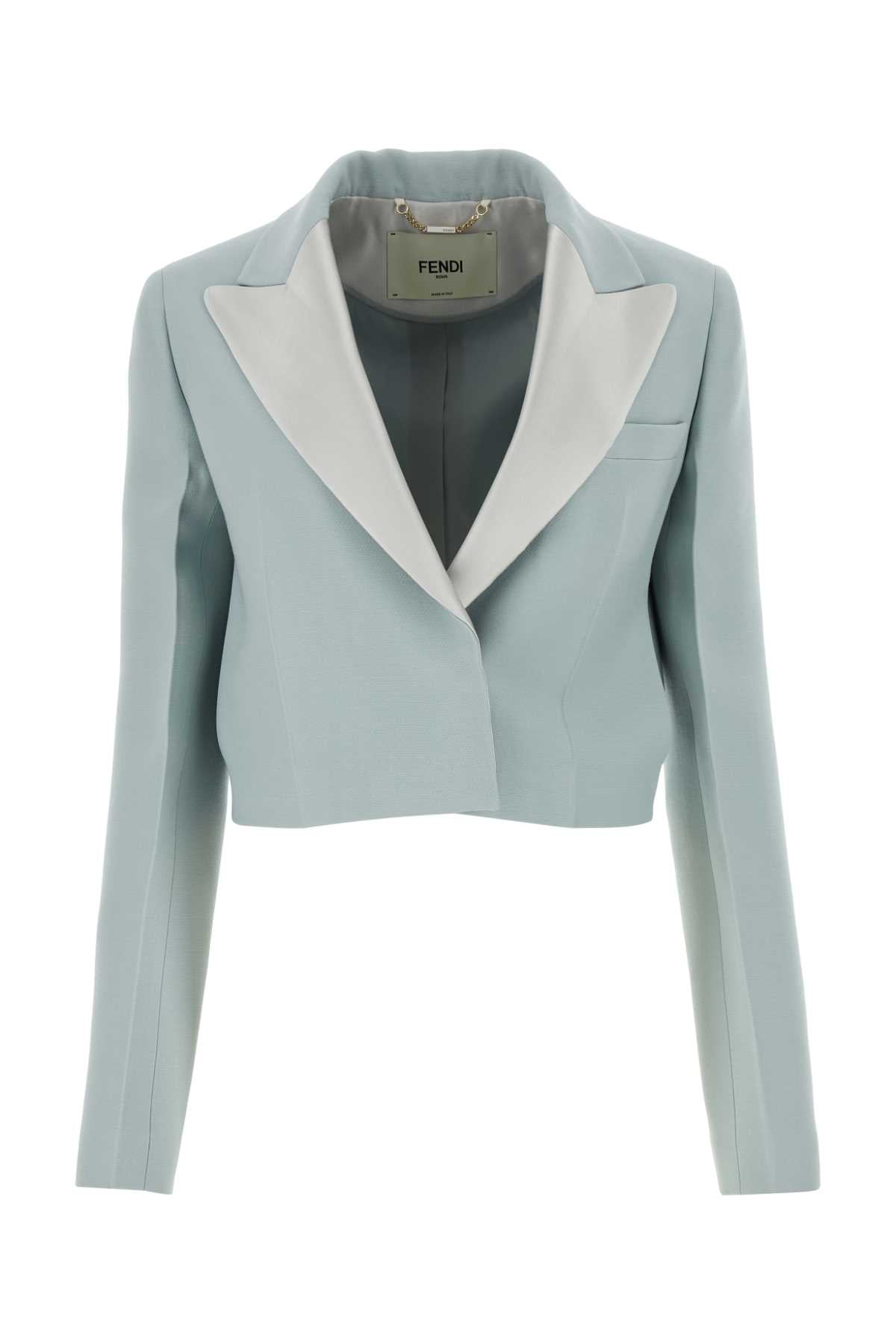 Fendi Women Powder Blue Wool Blend Blazer DestGlow