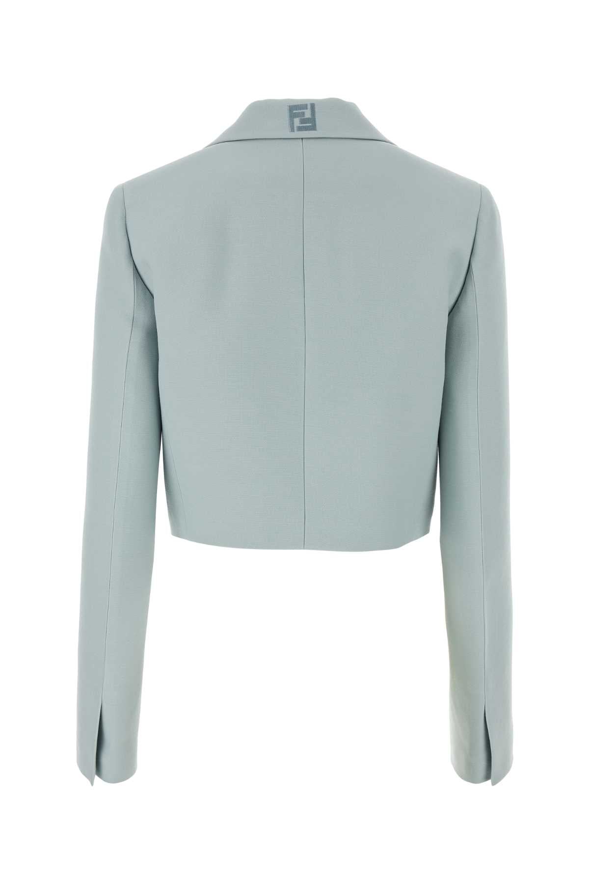 Fendi Women Powder Blue Wool Blend Blazer DestGlow