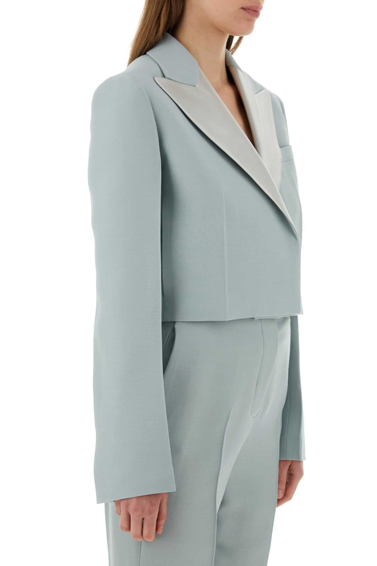 Fendi Women Powder Blue Wool Blend Blazer DestGlow