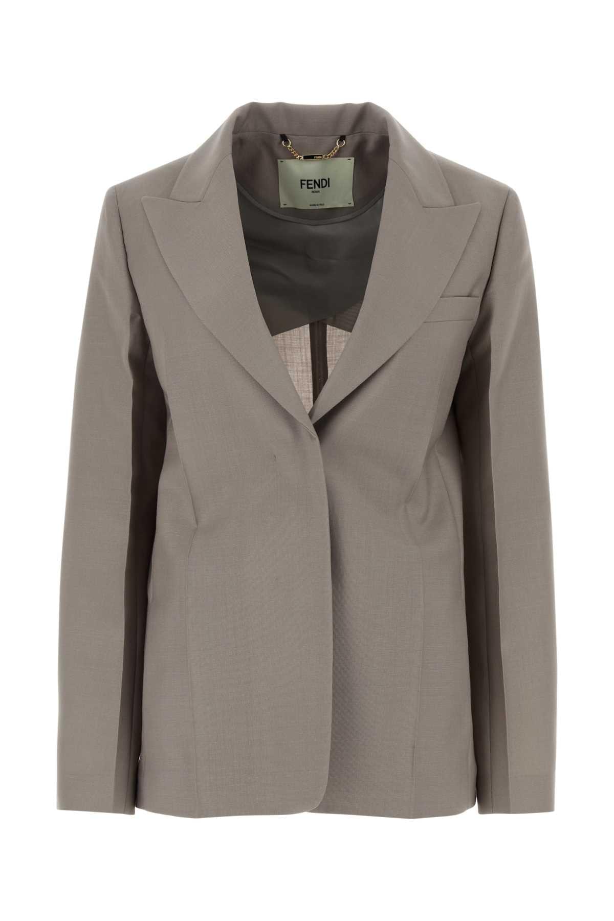 Fendi Women Dove Grey Mohair Blend Blazer DestGlow