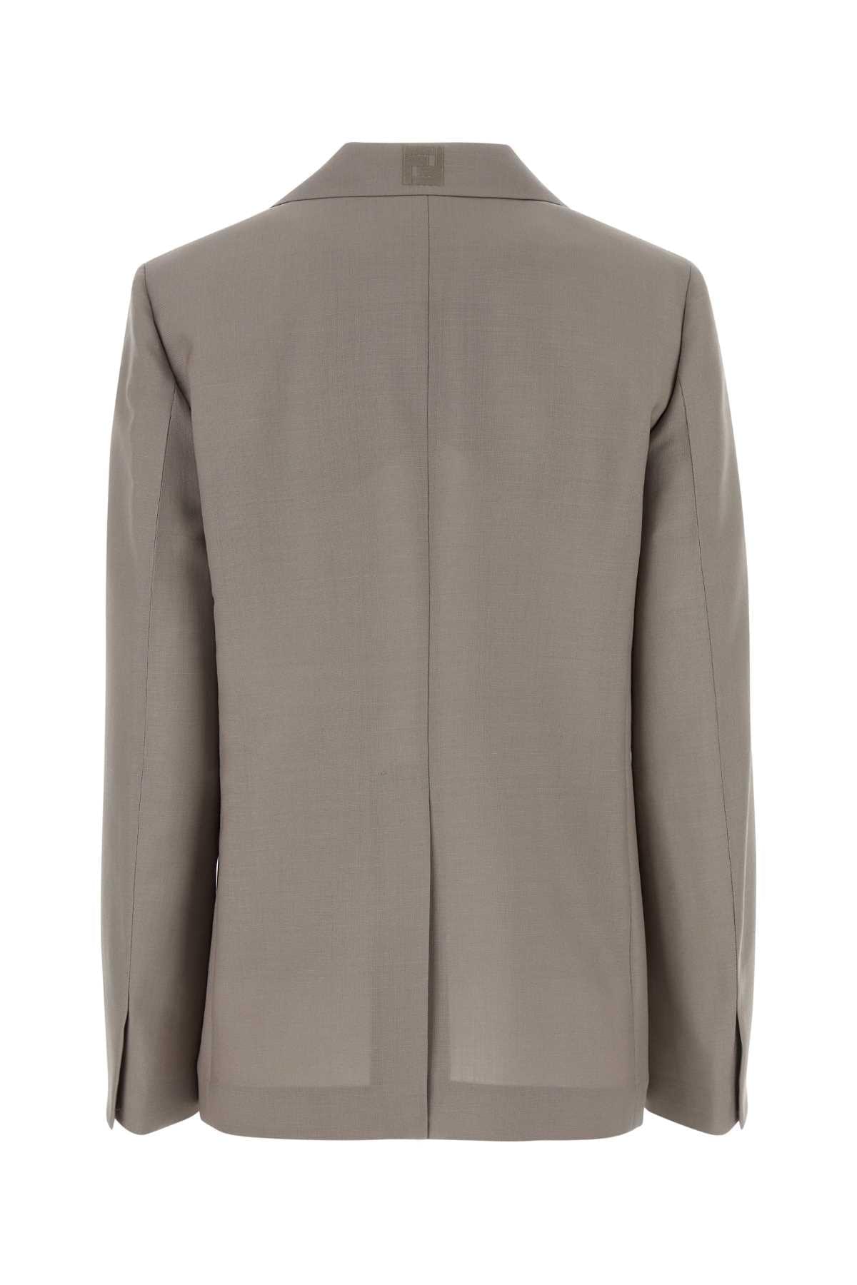 Fendi Women Dove Grey Mohair Blend Blazer DestGlow
