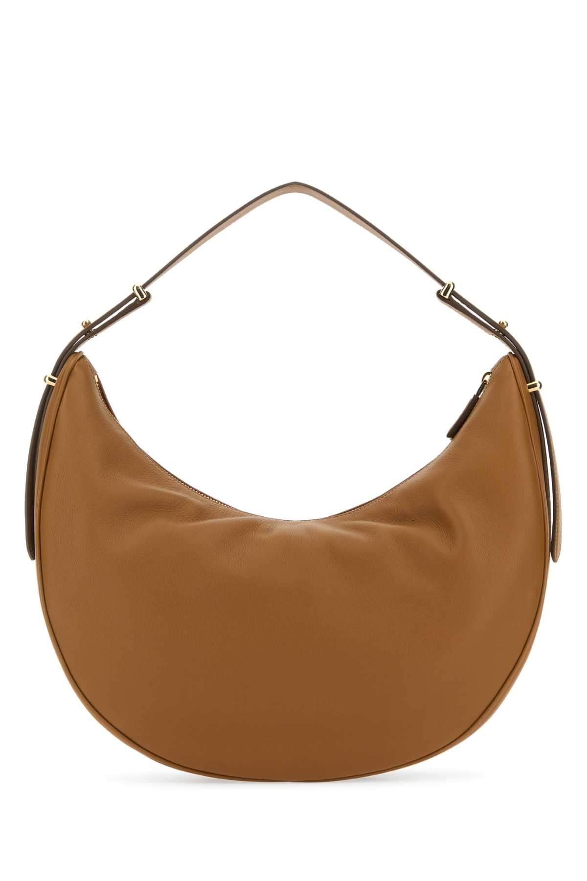 Prada Women Caramel Leather Big Arqu㨠Handbag DestGlow