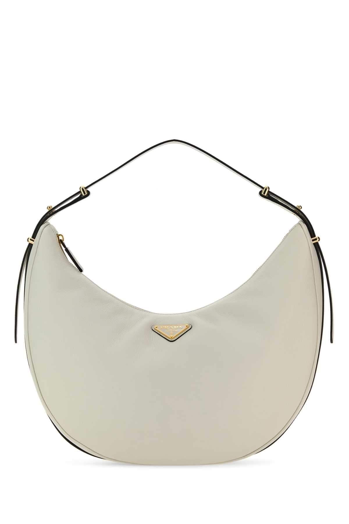 Prada Women White Leather Big Arqu㨠Handbag DestGlow