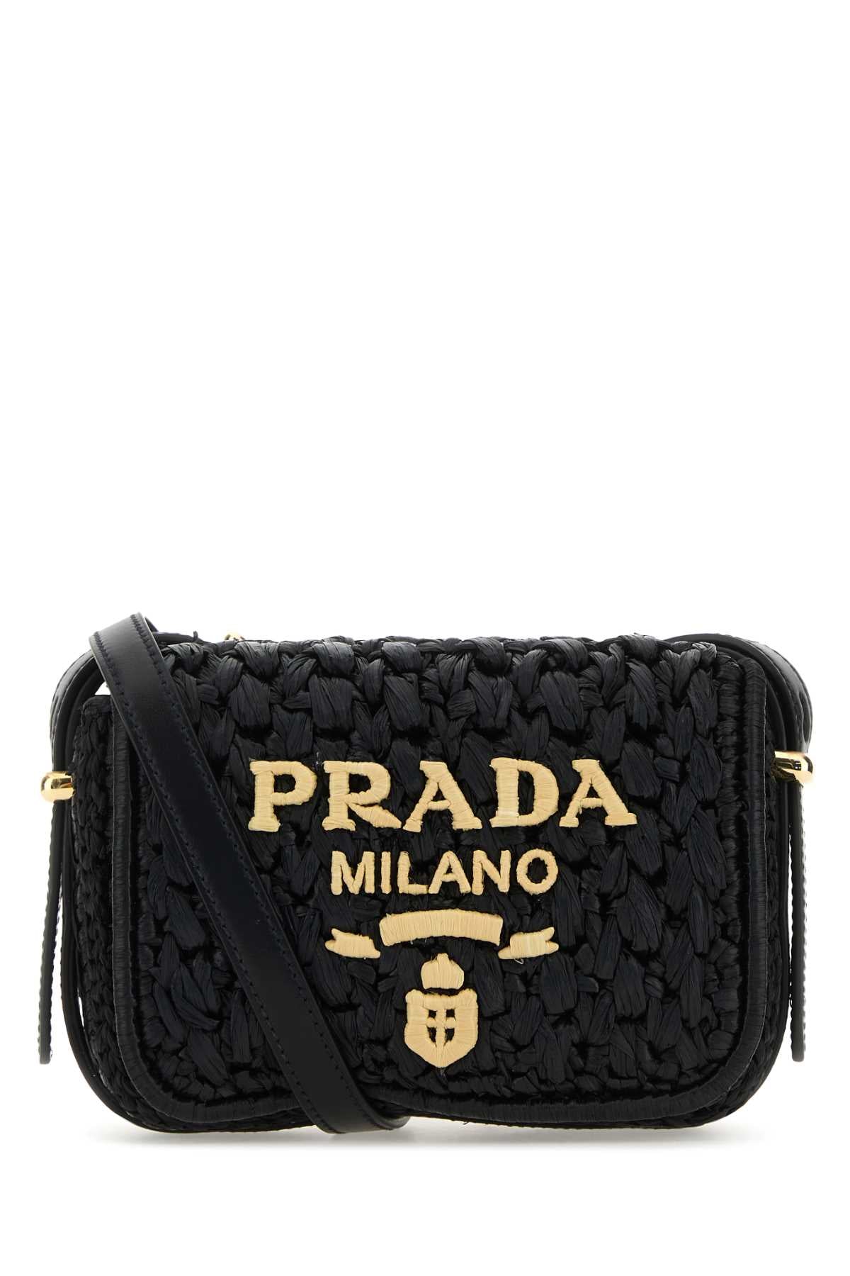 Prada Women Black Raffia Crossbody Bag DestGlow