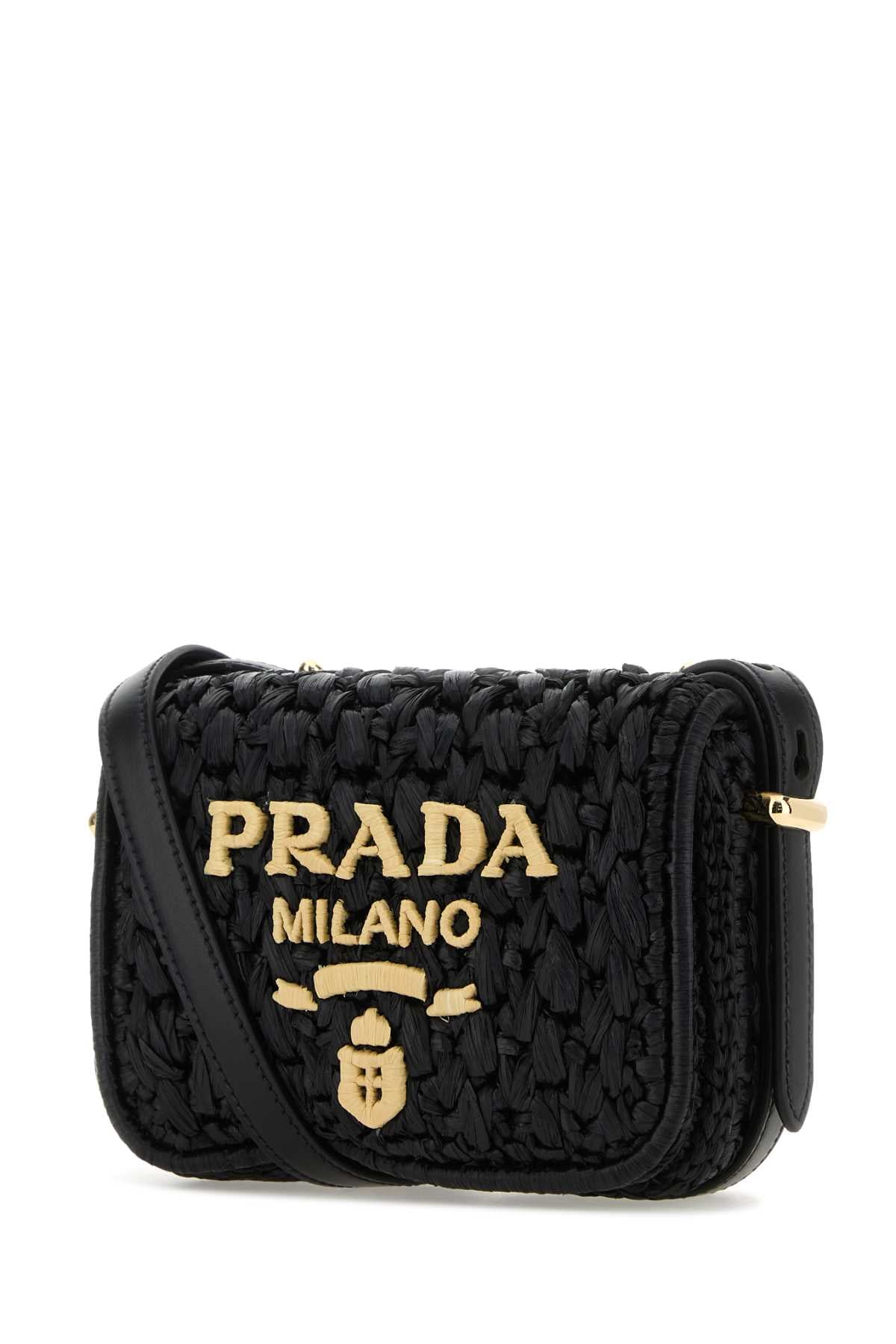 Prada Women Black Raffia Crossbody Bag DestGlow