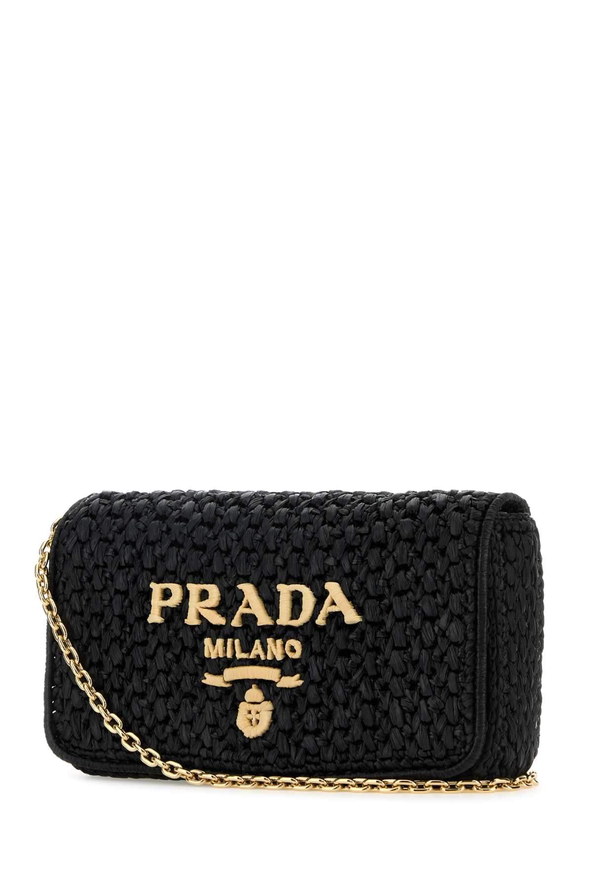 Prada Women Black Raffia Crossbody Bag DestGlow