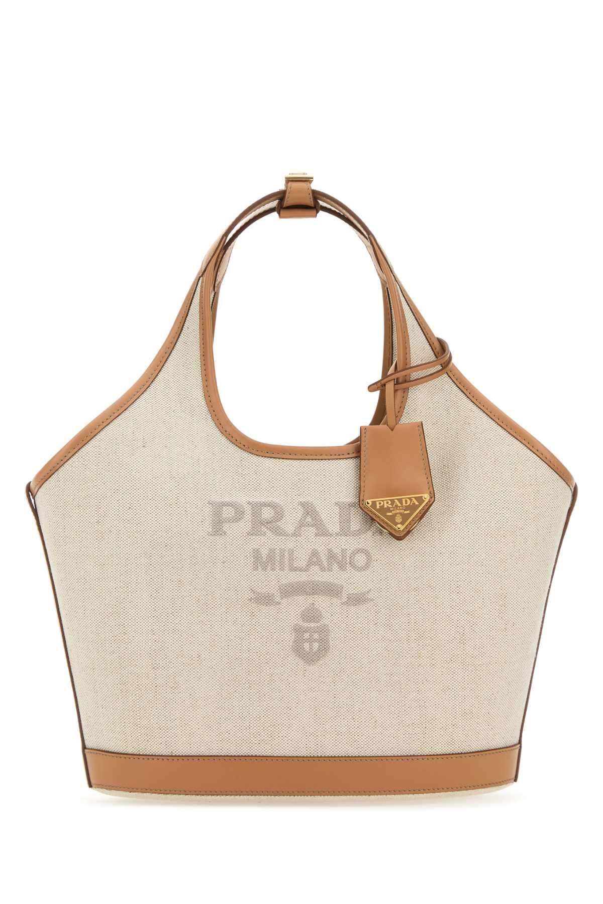 Prada Women Sand Canvas Handbag DestGlow