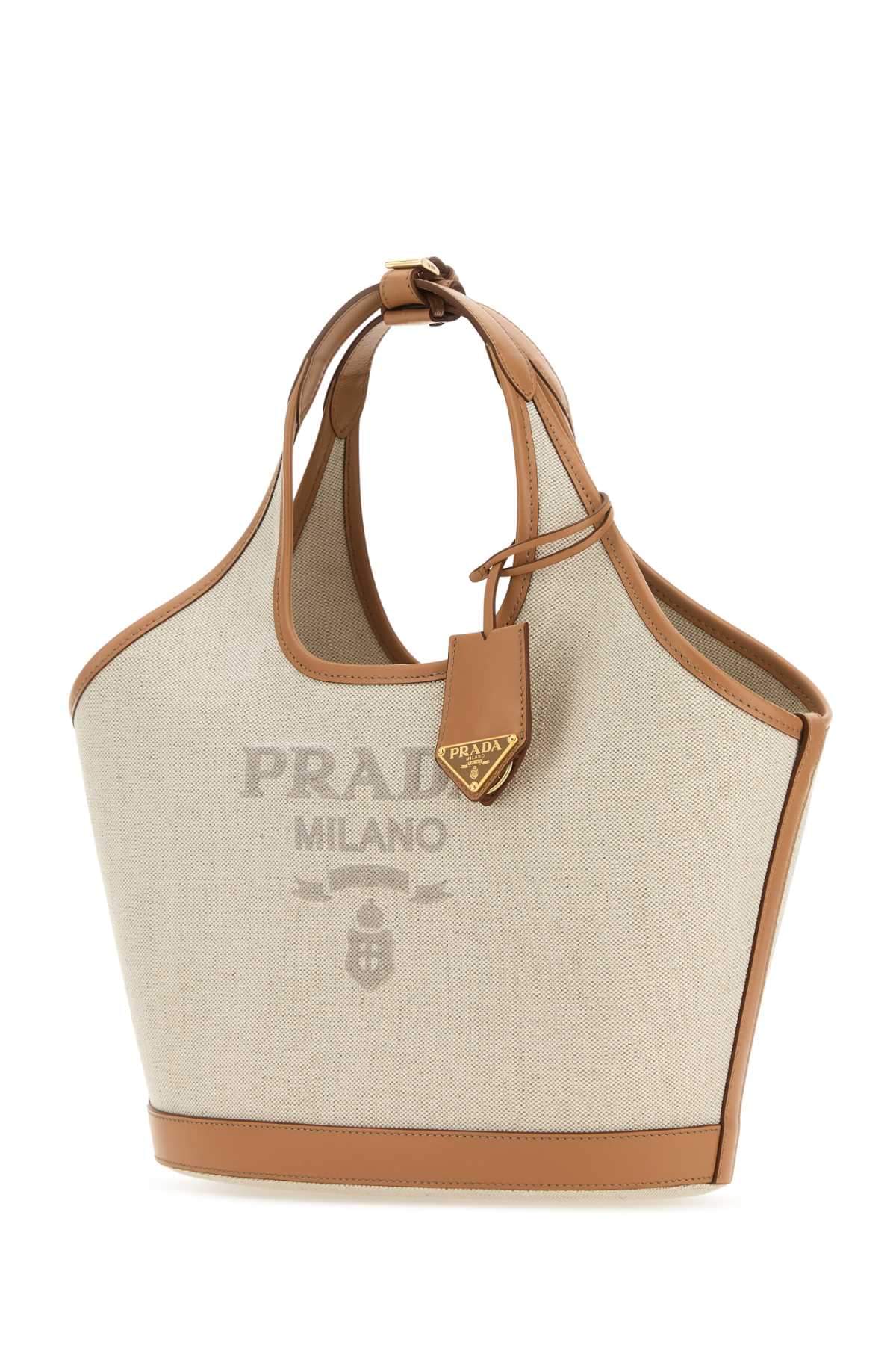 Prada Women Sand Canvas Handbag DestGlow
