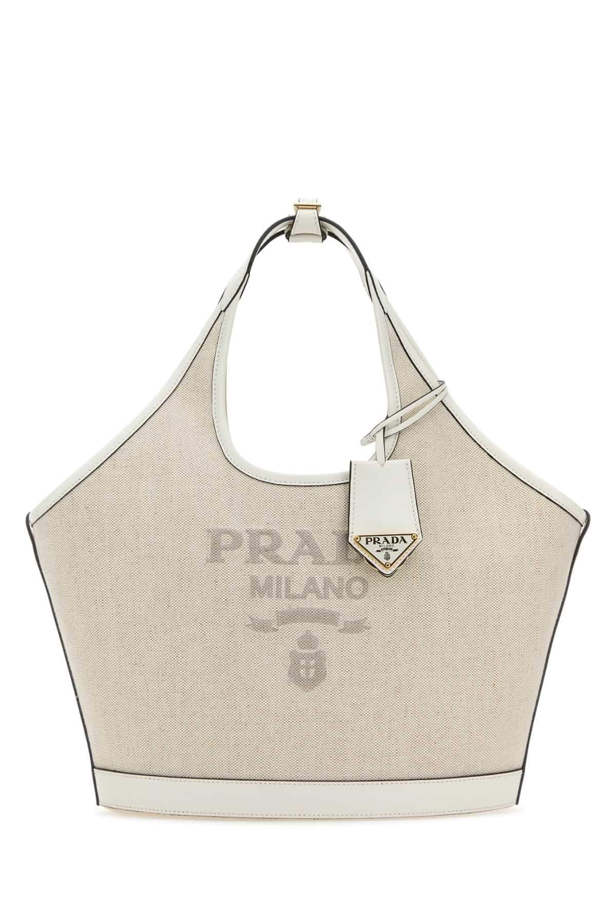 Prada Women Sand Canvas Handbag DestGlow