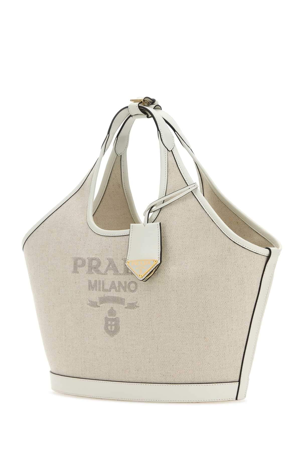 Prada Women Sand Canvas Handbag DestGlow