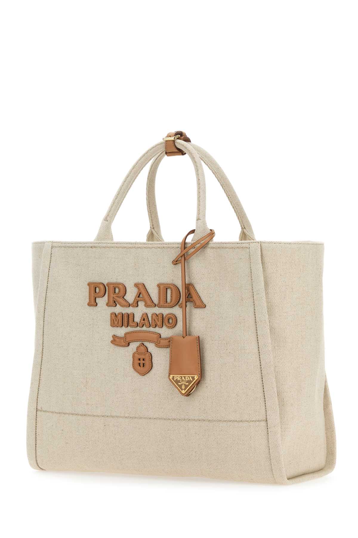 Prada Women Sand Canvas Shopping Bag DestGlow