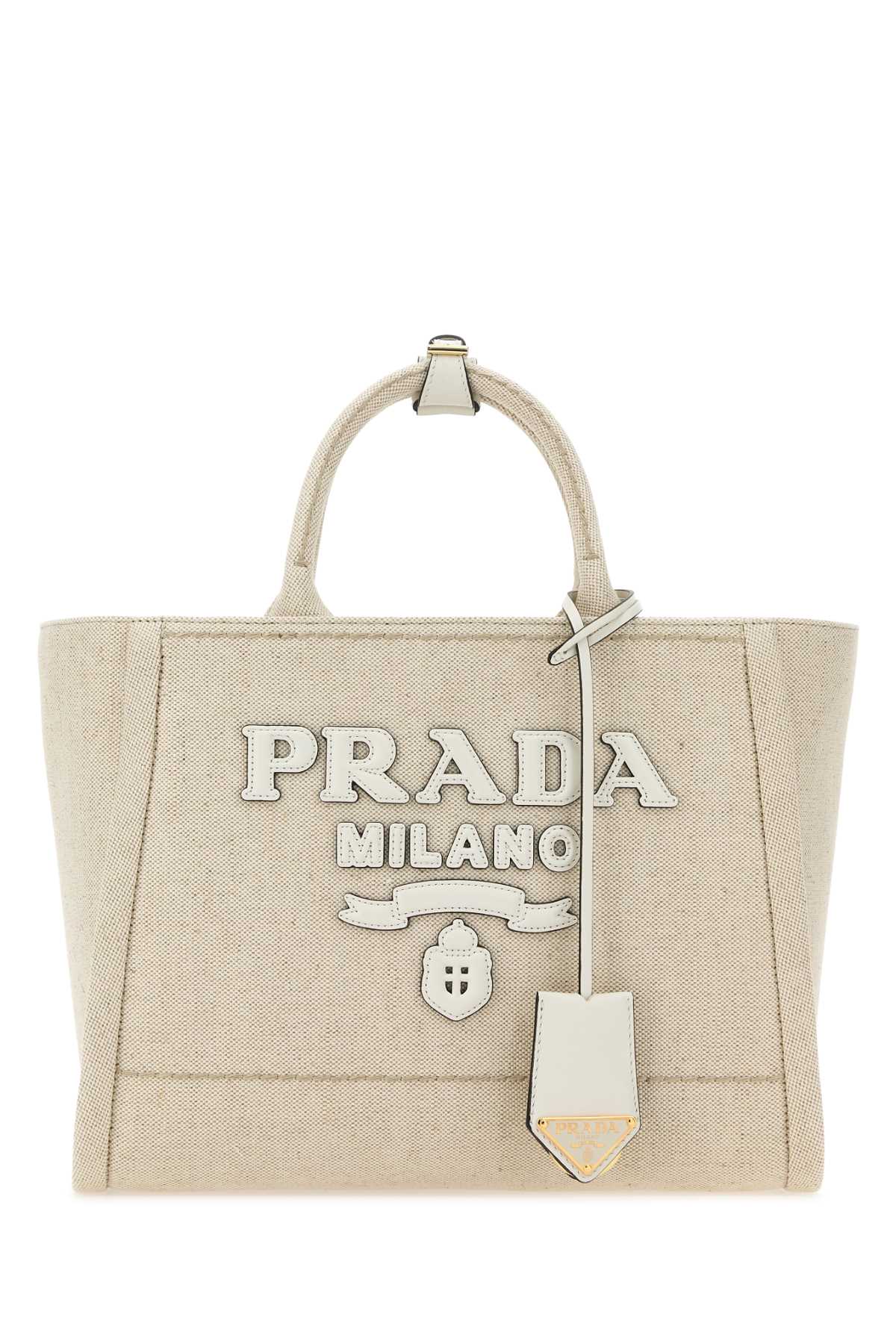 Prada Women Sand Canvas Shopping Bag DestGlow