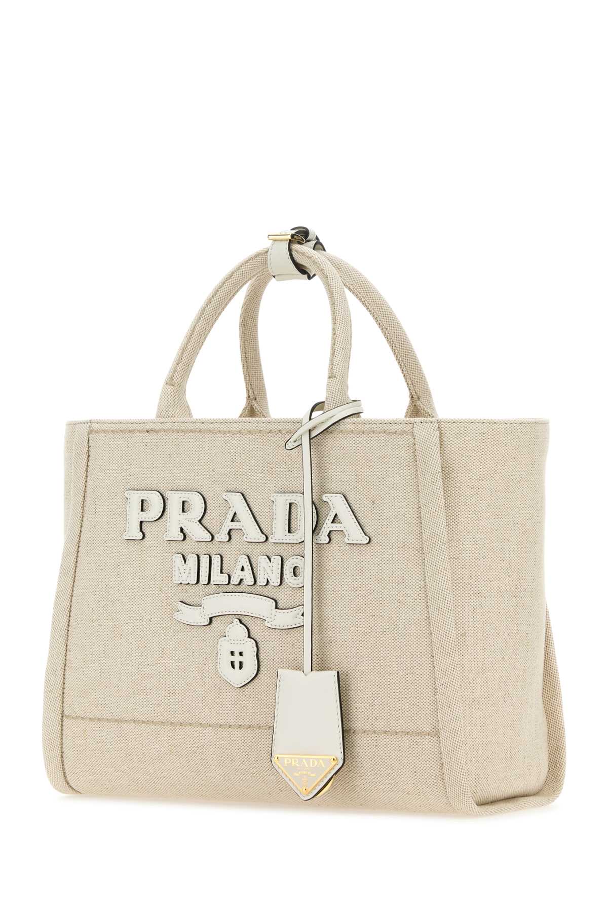 Prada Women Sand Canvas Shopping Bag DestGlow