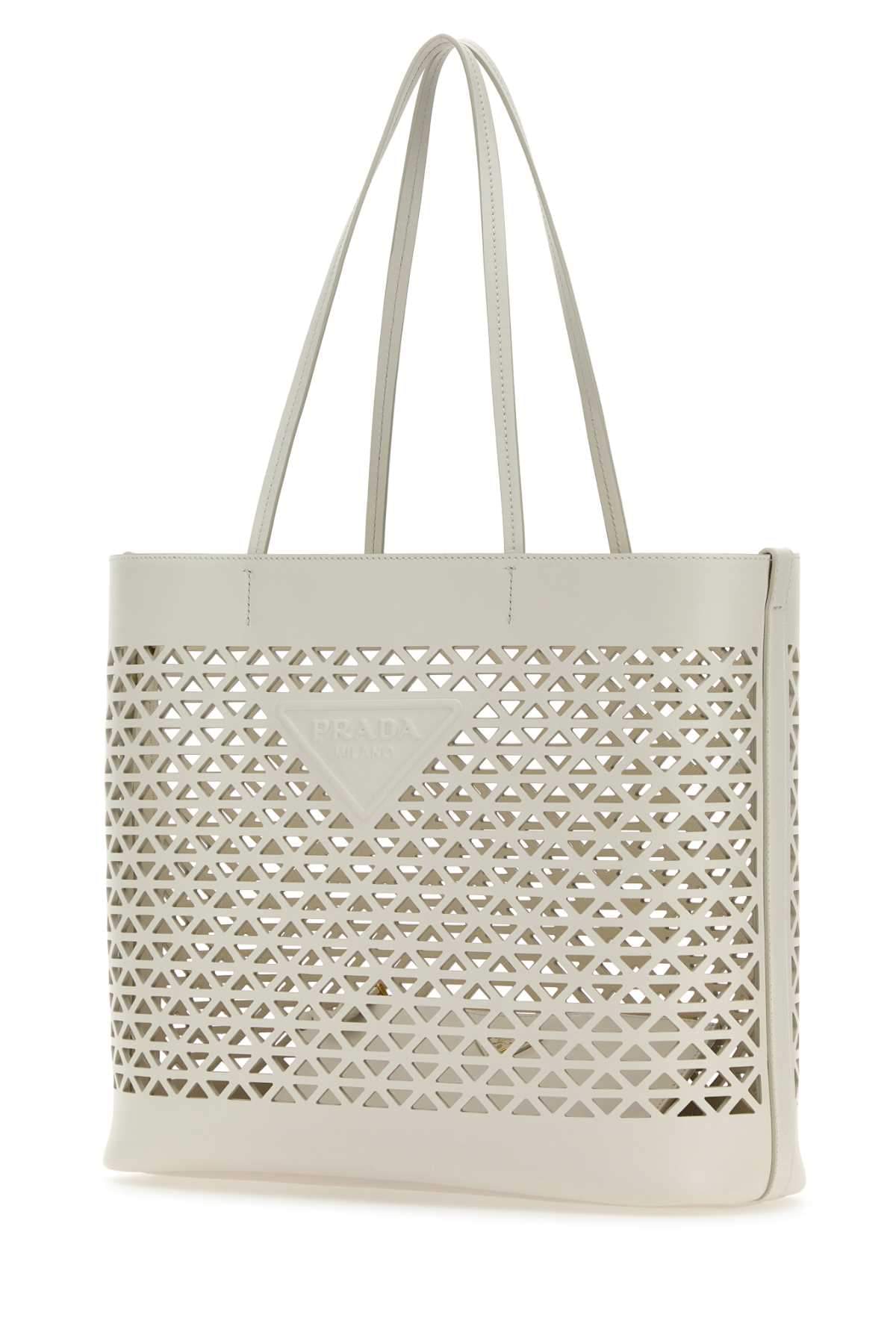 Prada Women White Leather Shopping Bag DestGlow