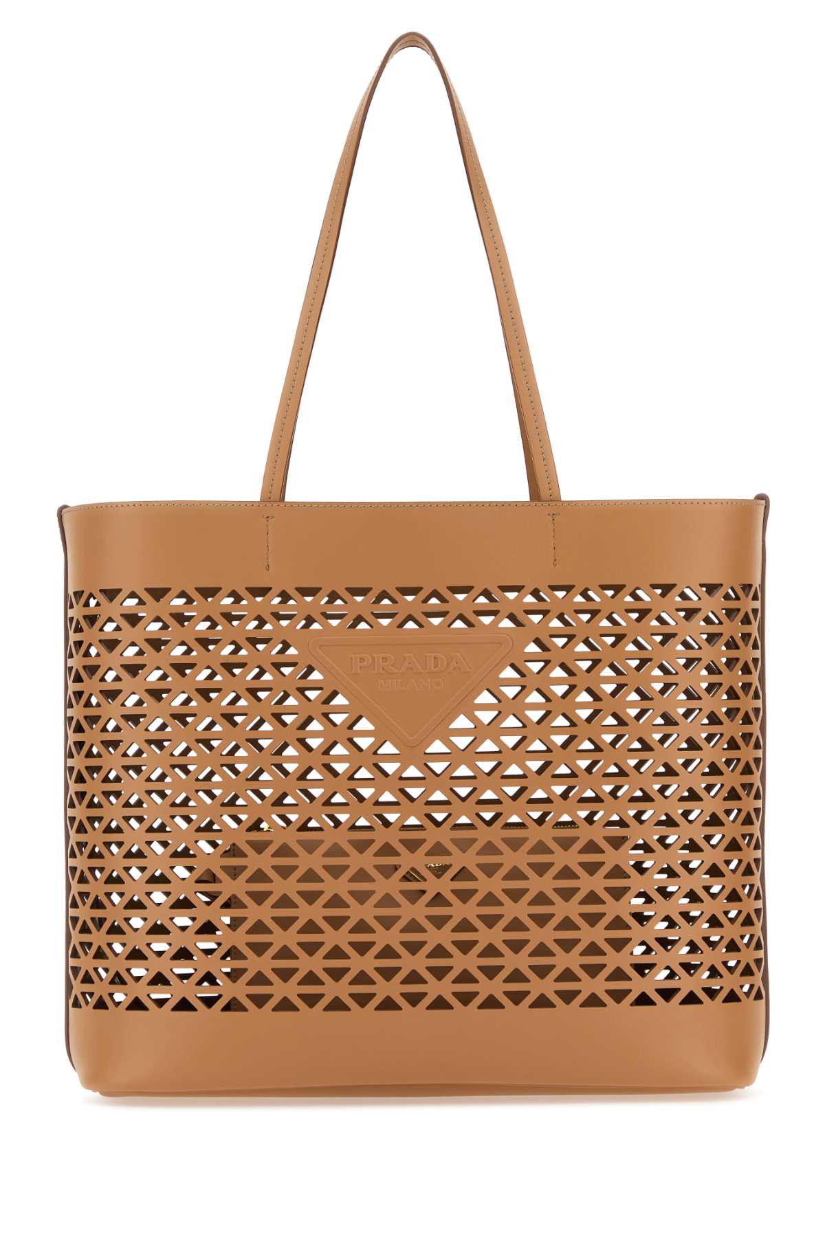 Prada Women Sand Leather Shopping Bag DestGlow