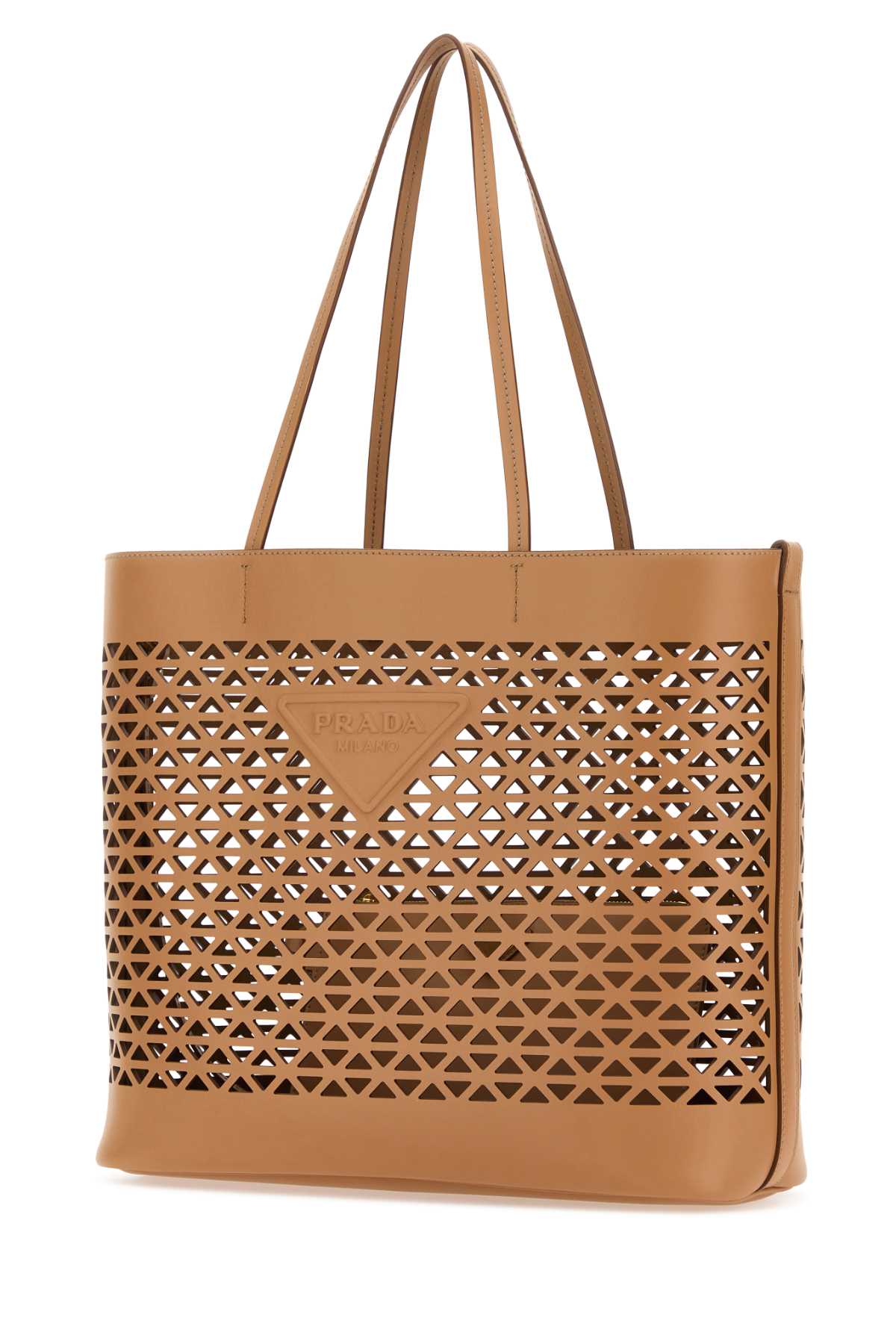 Prada Women Sand Leather Shopping Bag DestGlow