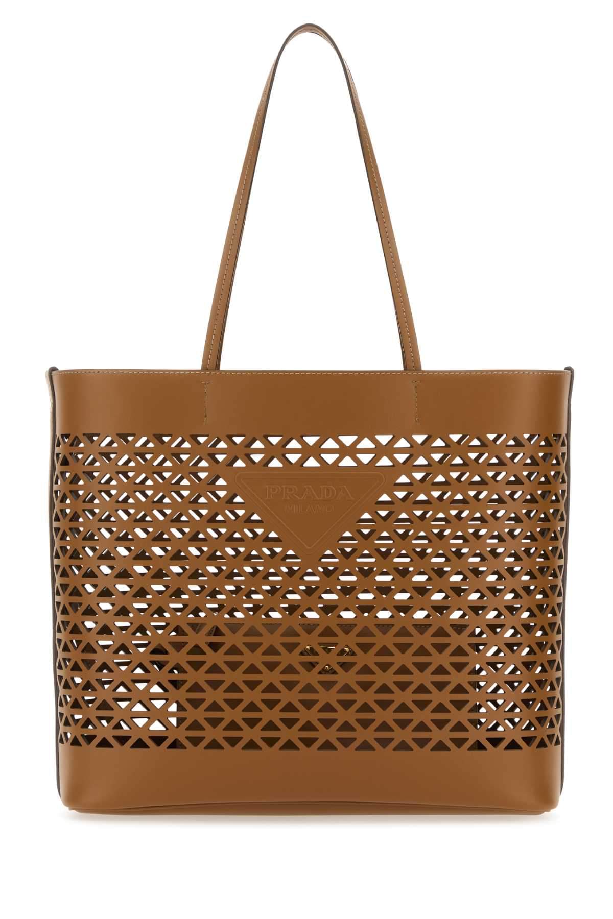 Prada Women Caramel Leather Shopping Bag DestGlow
