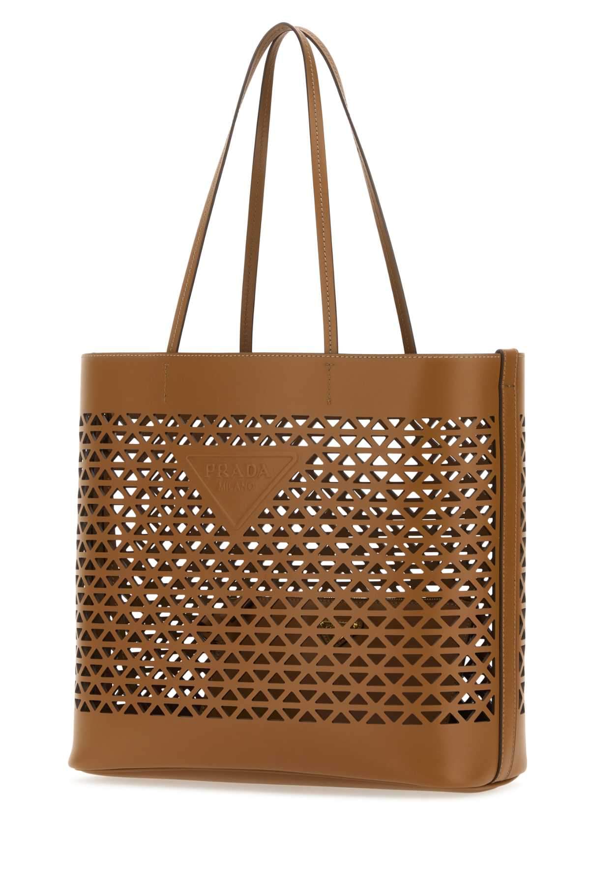 Prada Women Caramel Leather Shopping Bag DestGlow