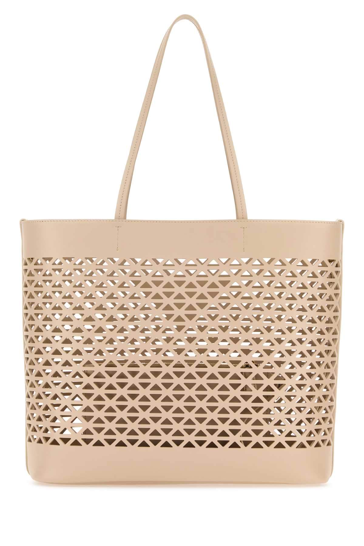 Prada Women Sand Leather Shopping Bag DestGlow