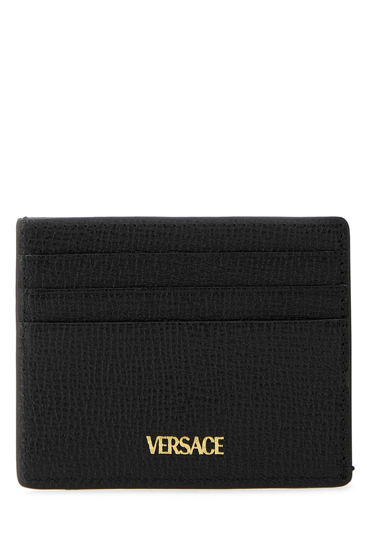 Versace Men Black Leather Medusa Biggie Card Holder by Luosophy