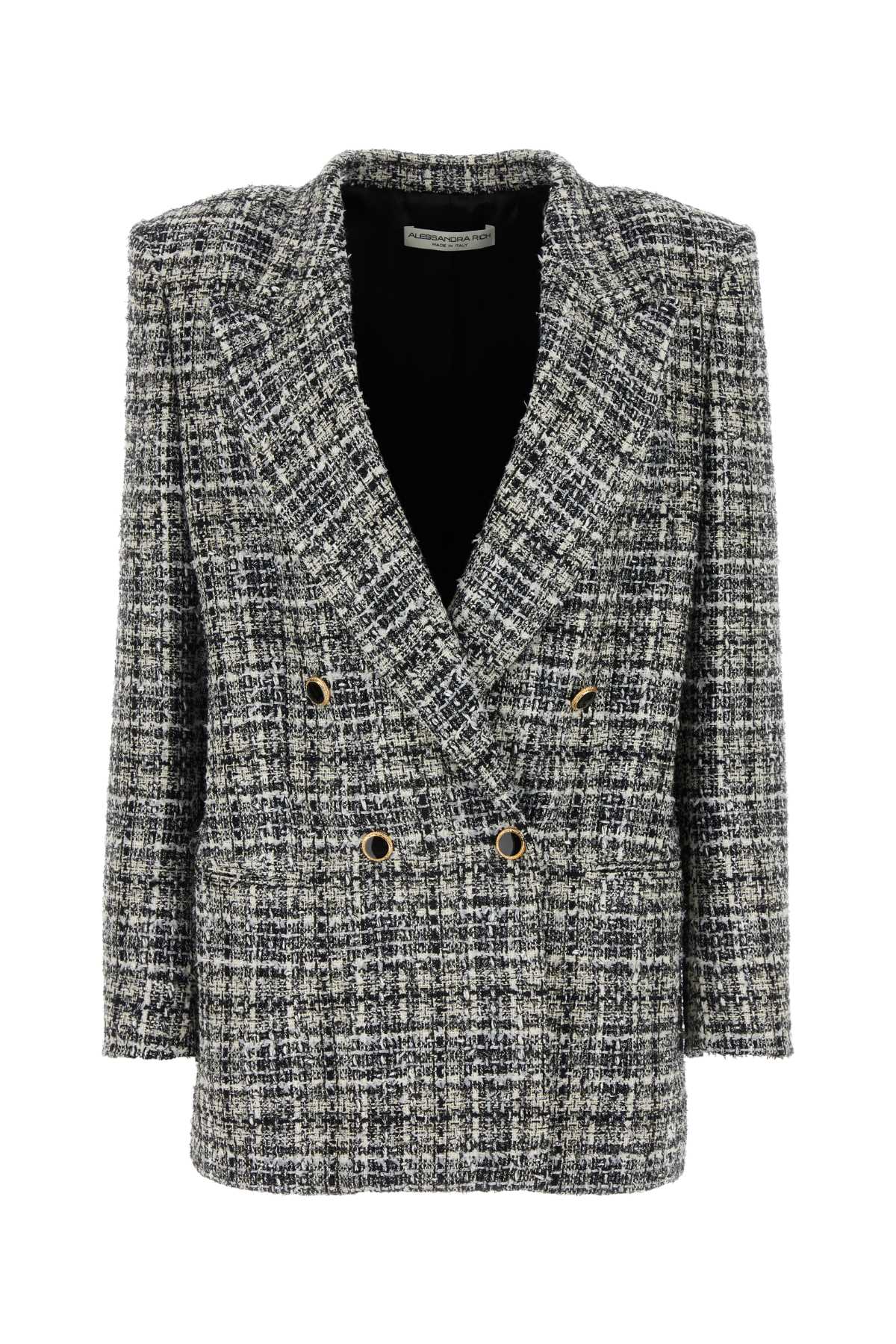 Alessandra Rich Women Embroidered Tweed Oversize Blazer DestGlow
