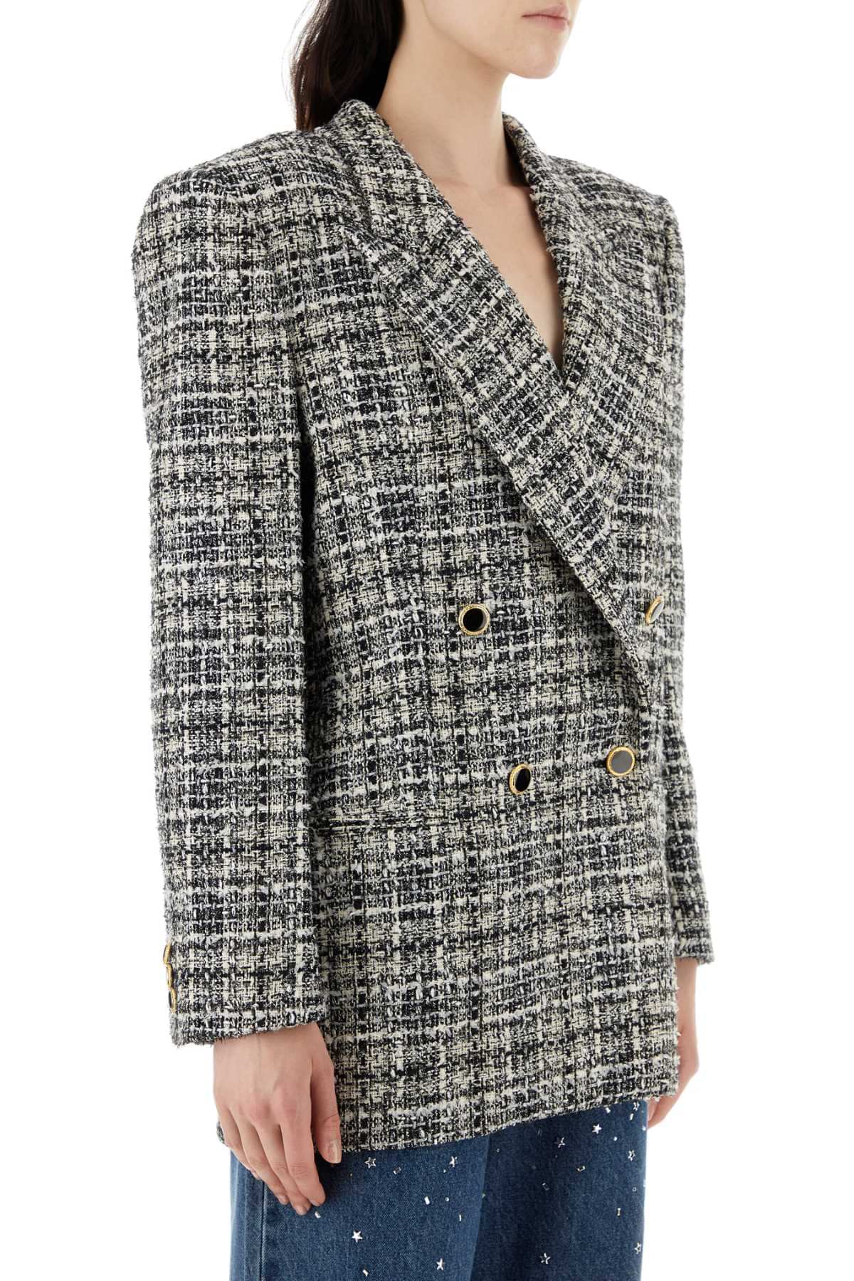 Alessandra Rich Women Embroidered Tweed Oversize Blazer DestGlow