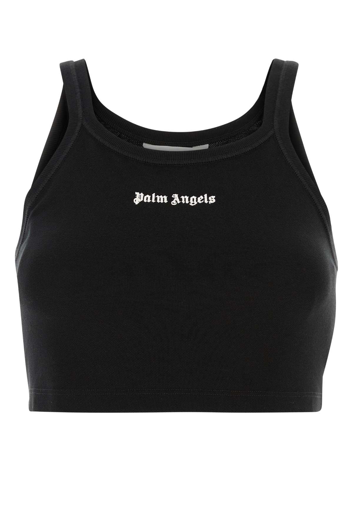 Palm Angels Women Black Piquet Top DestGlow