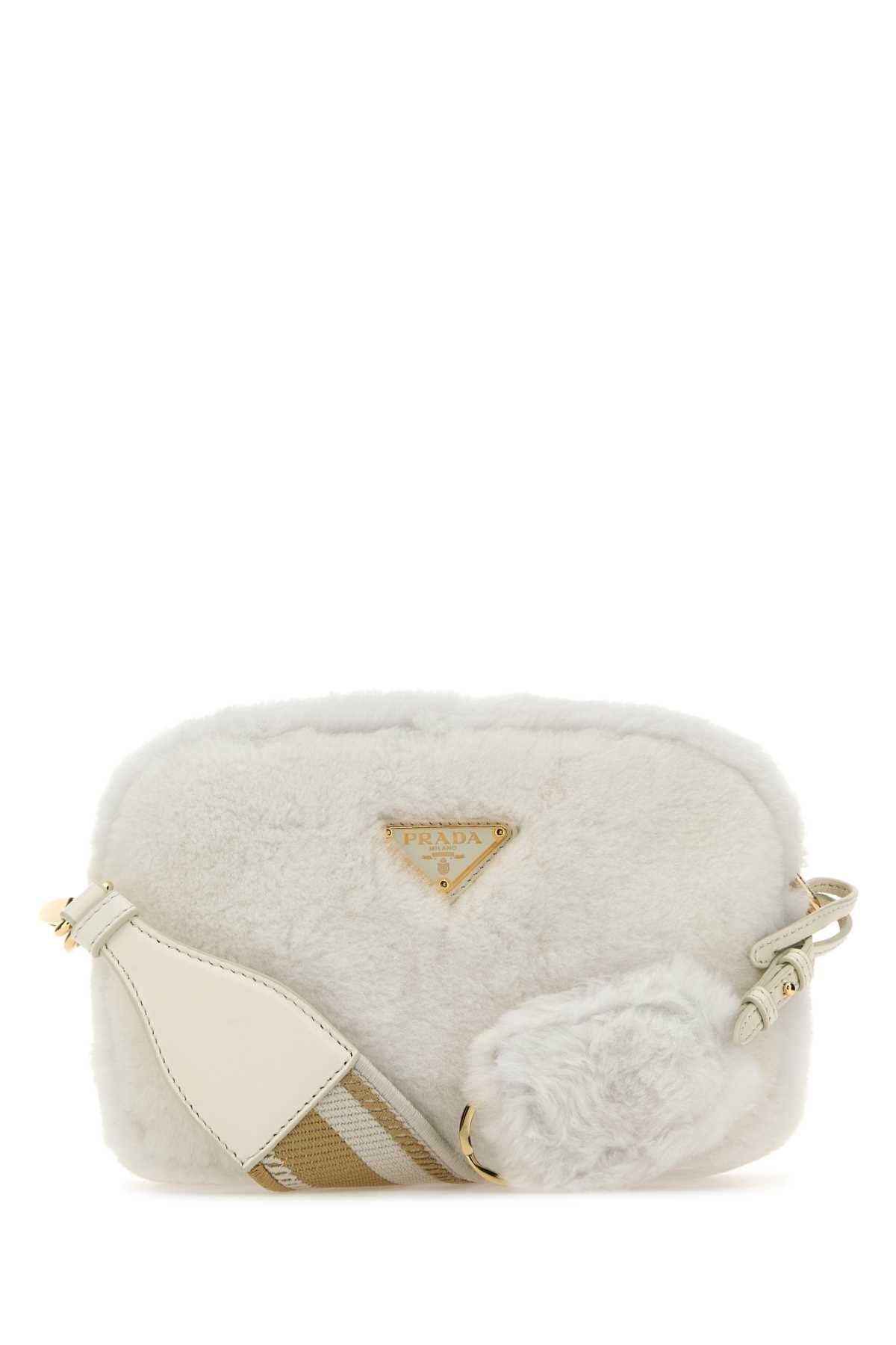 Prada Women White Shearling Crossbody Bag DestGlow