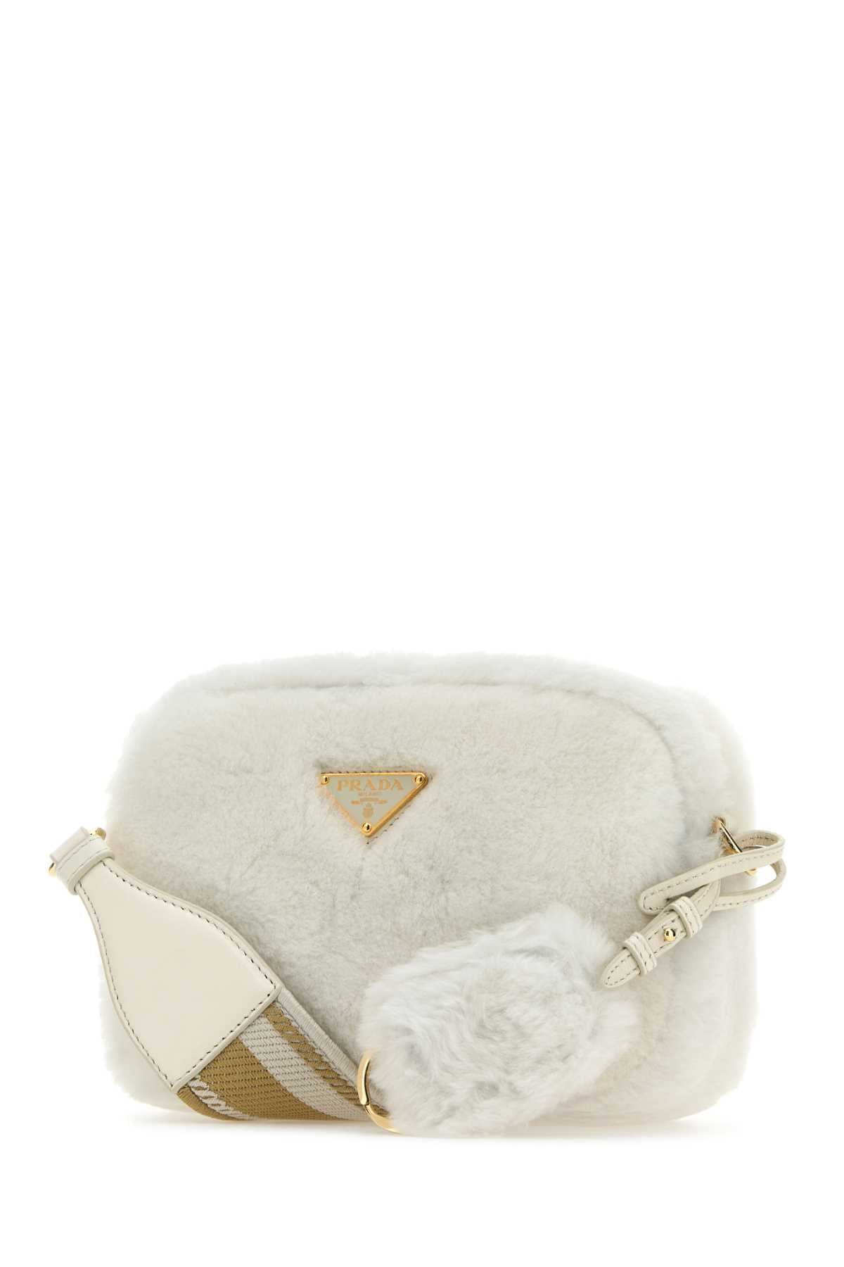 Prada Women White Shearling Crossbody Bag DestGlow