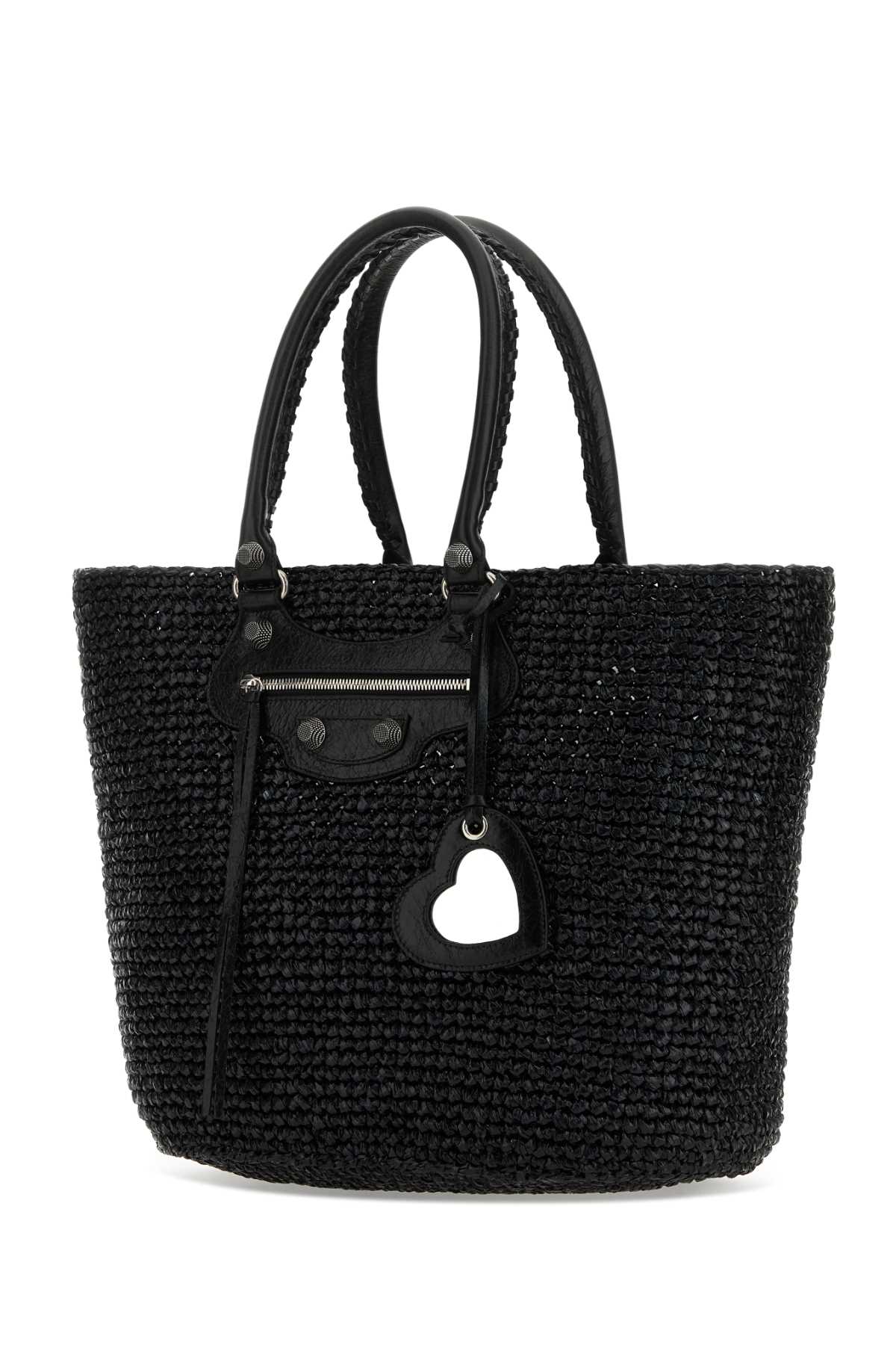 Balenciaga Women Black Raffia Large Le Cagole Panier Shopping Bag by Luosophy