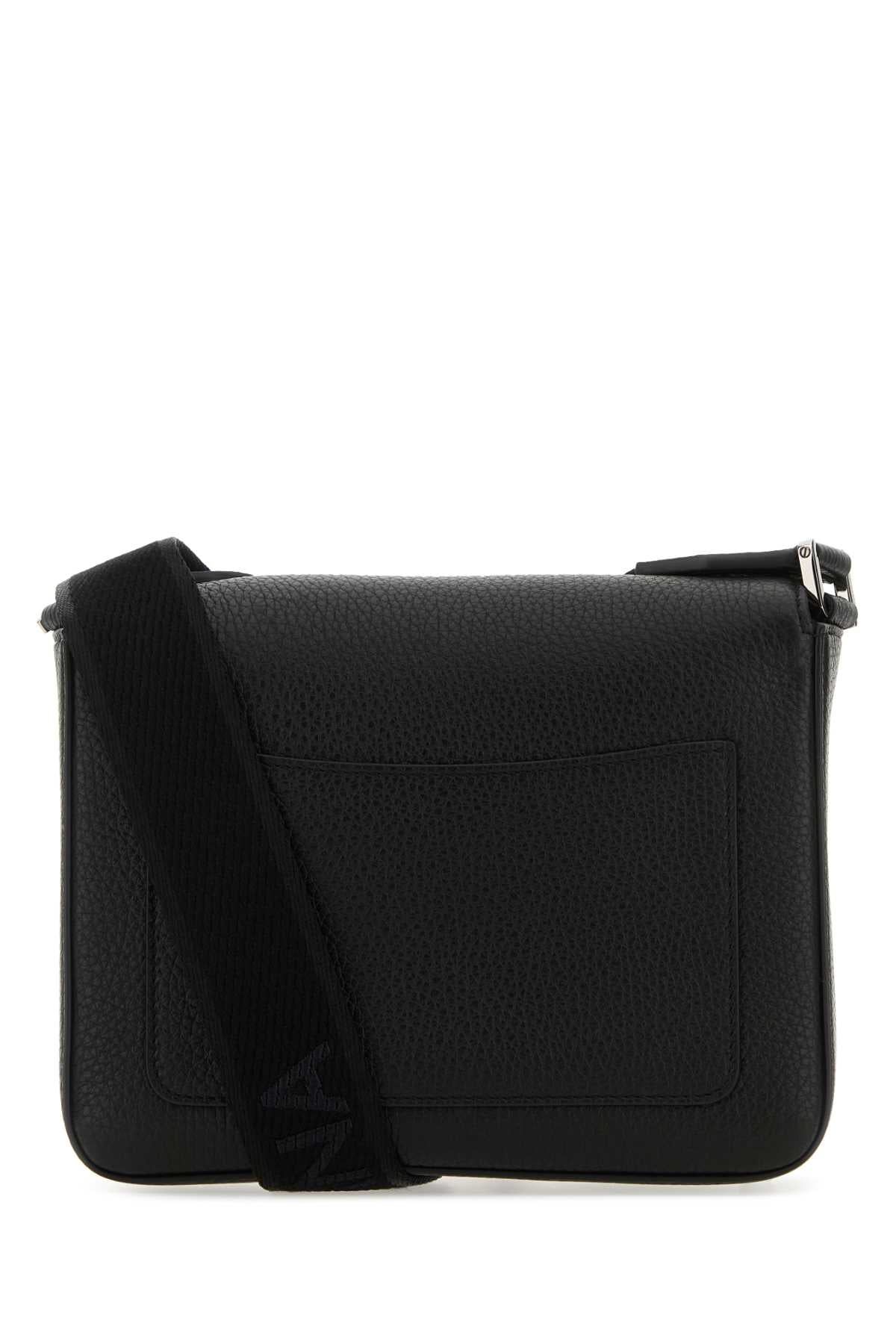 Dolce & Gabbana Men Black Leather Medium Dg Logo Crossbody Bag by Luosophy