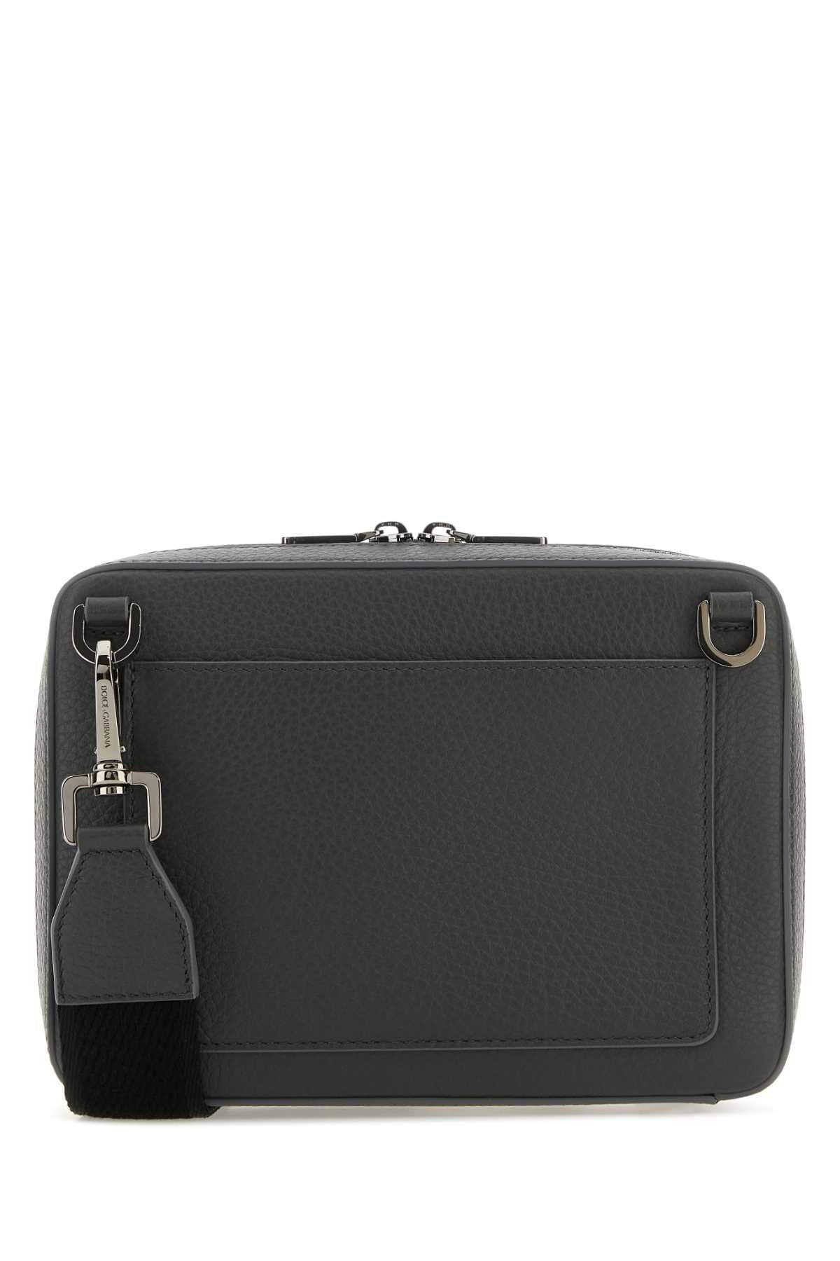 Dolce & Gabbana Men Dark Grey Leather Crossbody Bag DestGlow