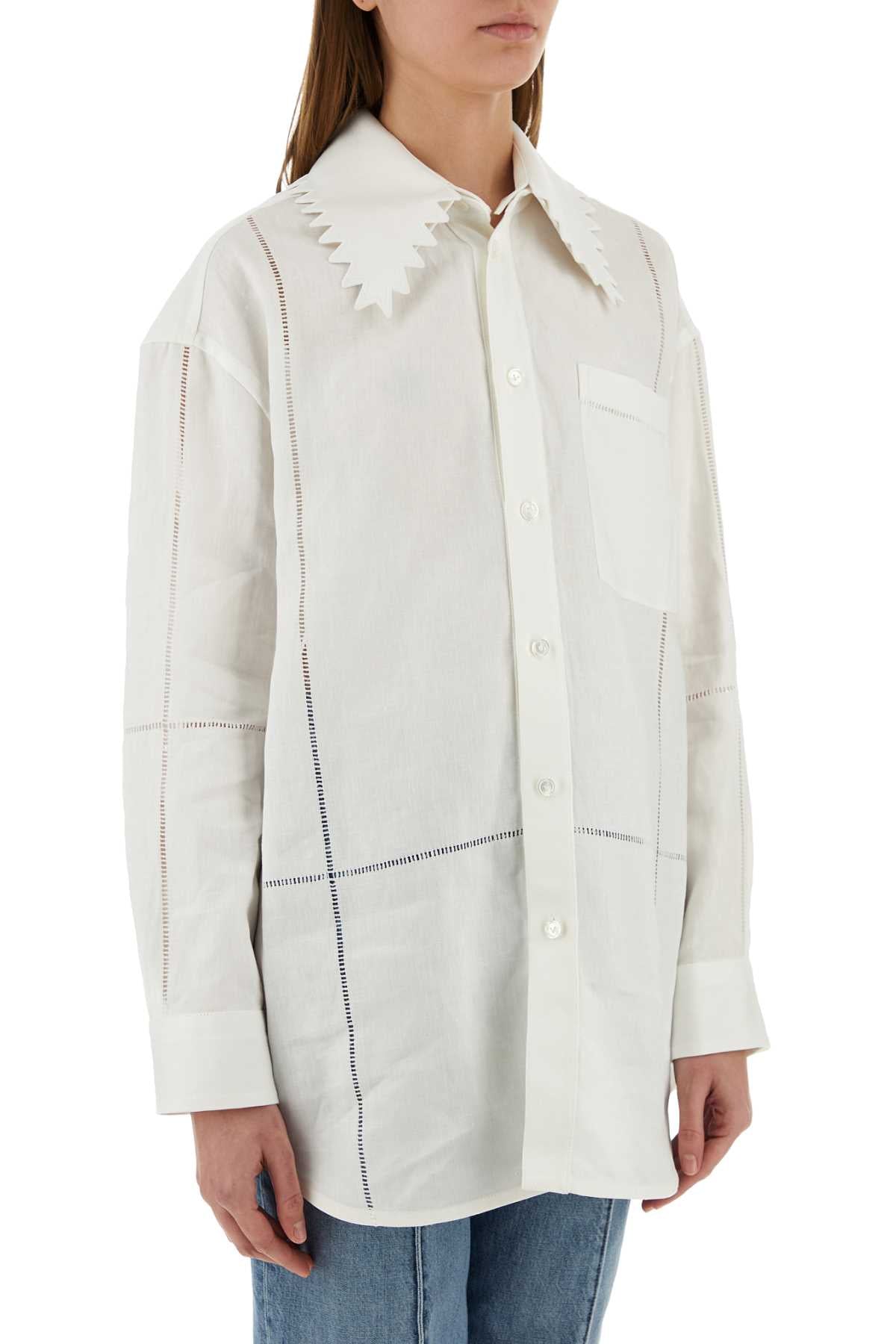 Bottega Veneta Women White Linen Shirt DestGlow