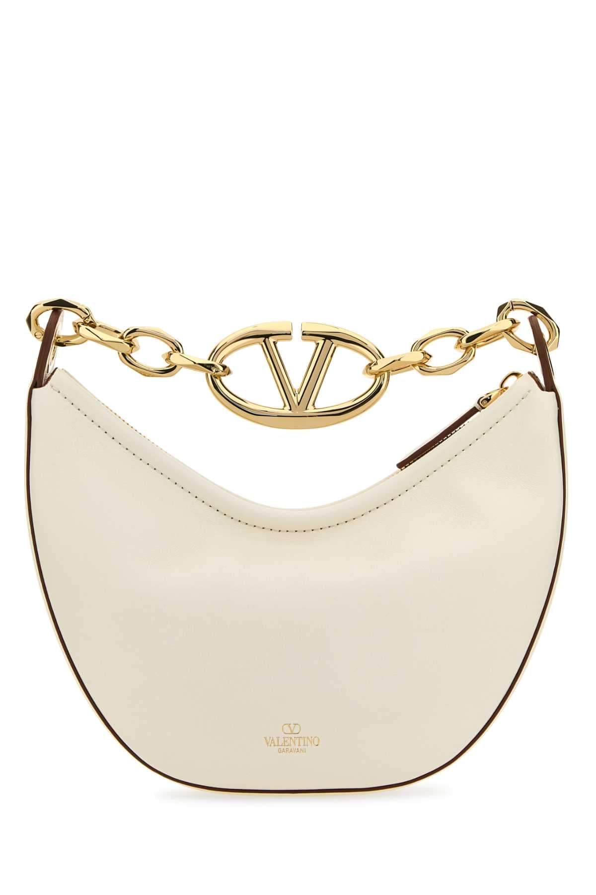 Valentino Garavani Women Ivory Leather Mini Hobo Vlogo Moon Handbag DestGlow
