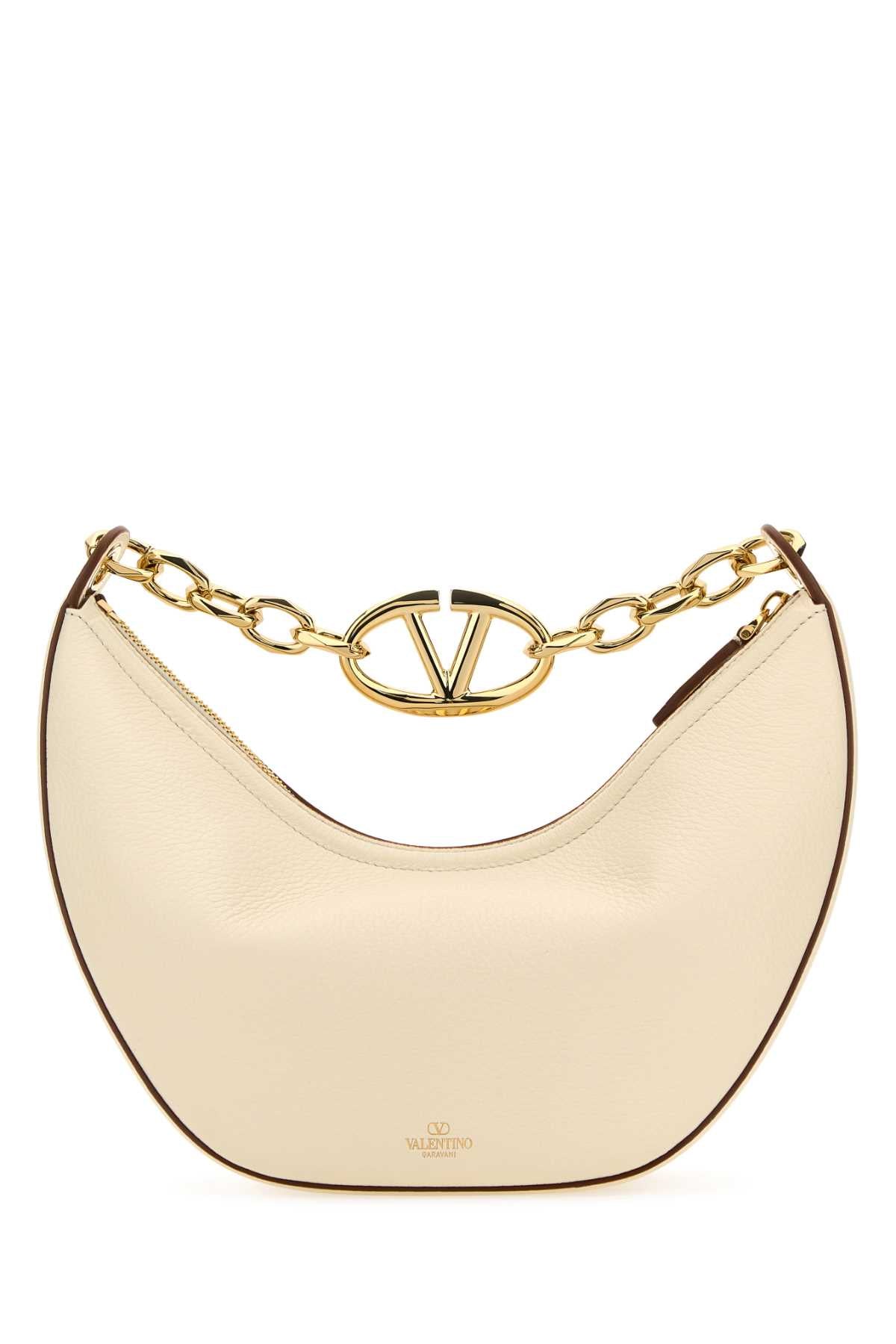 Valentino Garavani Women Ivory Leather Small Hobo Vlogo Moon Handbag by Luosophy