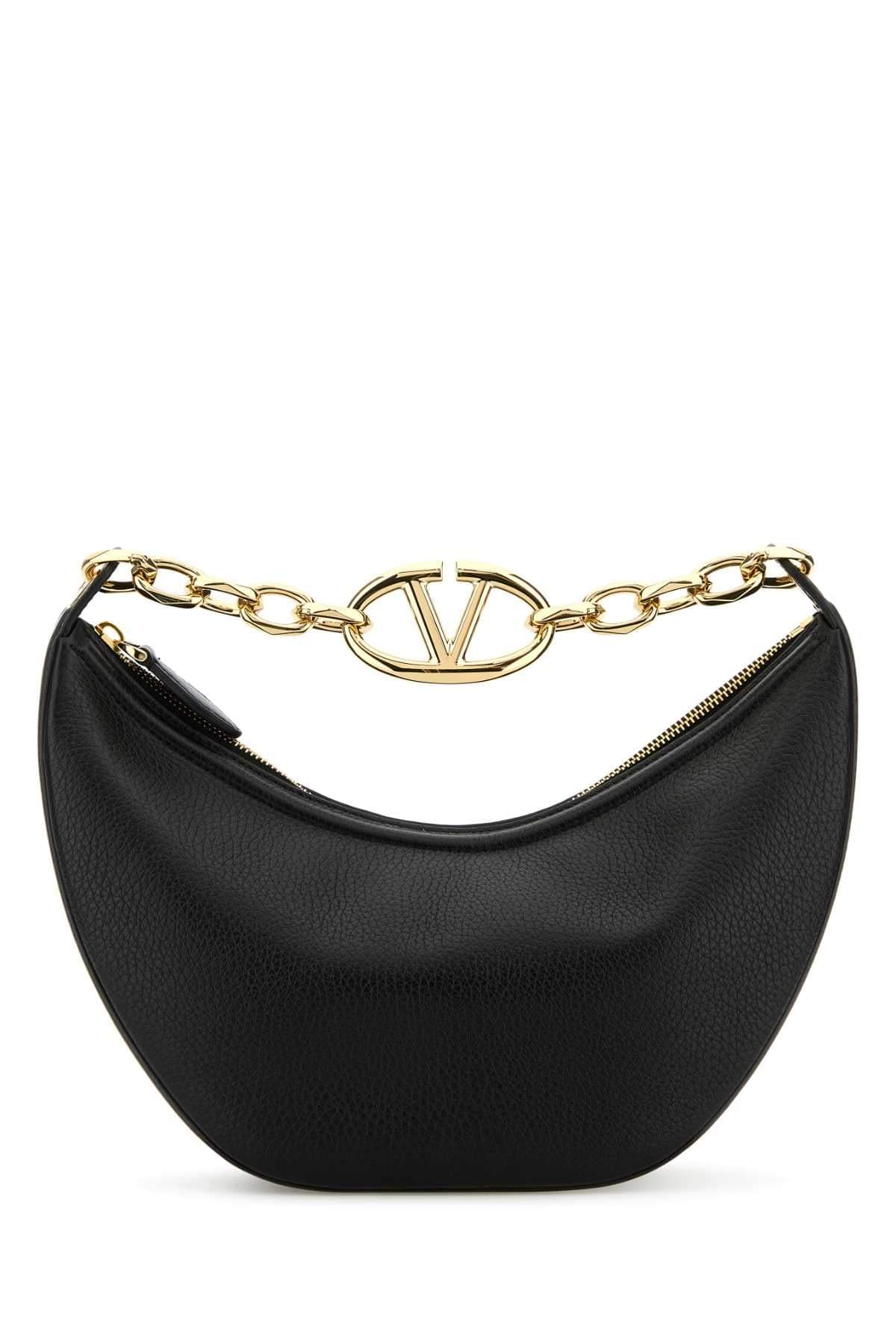 Valentino Garavani Women Black Leather Small Hobo Vlogo Moon Handbag DestGlow