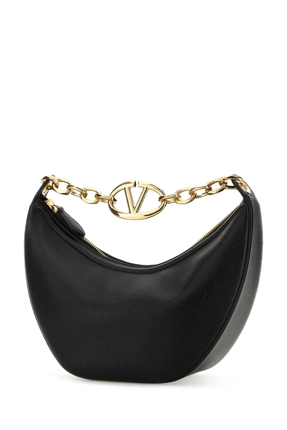 Valentino Garavani Women Black Leather Small Hobo Vlogo Moon Handbag DestGlow