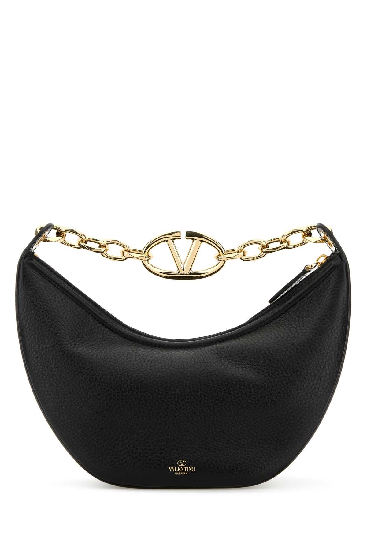 Valentino Garavani Women Black Leather Small Hobo Vlogo Moon Handbag DestGlow