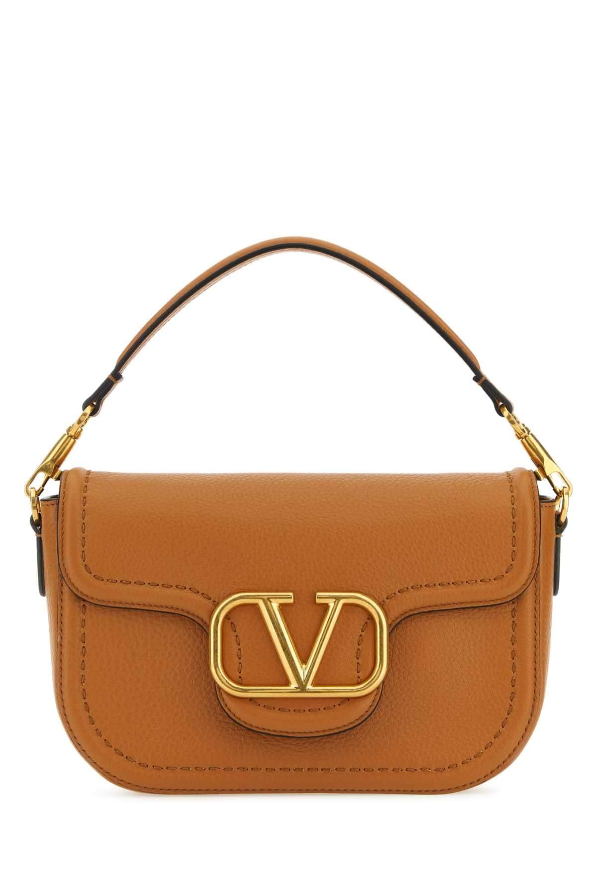 Valentino Garavani Women Camel Leather Alltime Shoulder Bag DestGlow