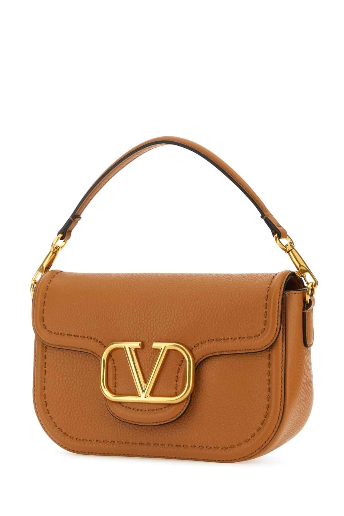 Valentino Garavani Women Camel Leather Alltime Shoulder Bag DestGlow