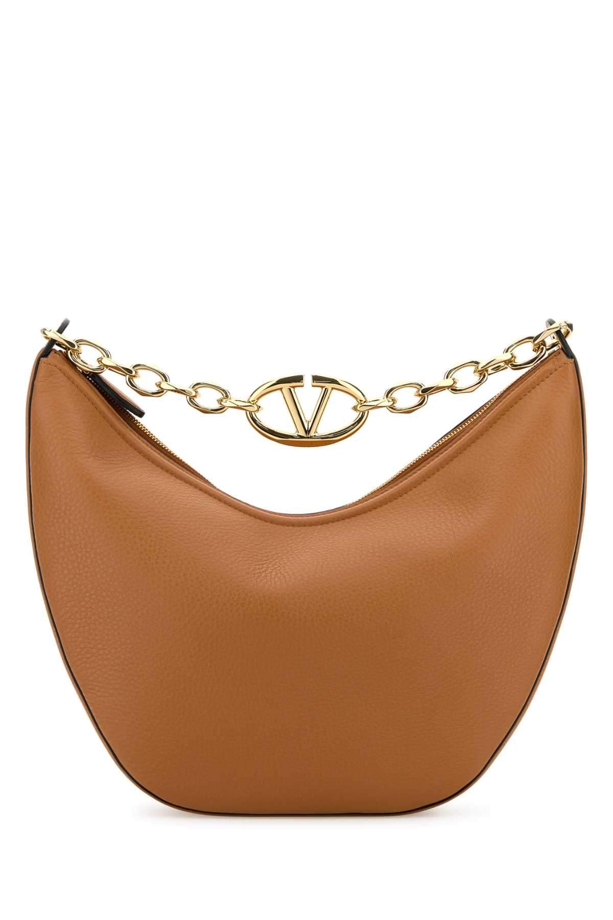 Valentino Garavani Women Camel Leather Medium Hobo Vlogo Moon Handbag DestGlow